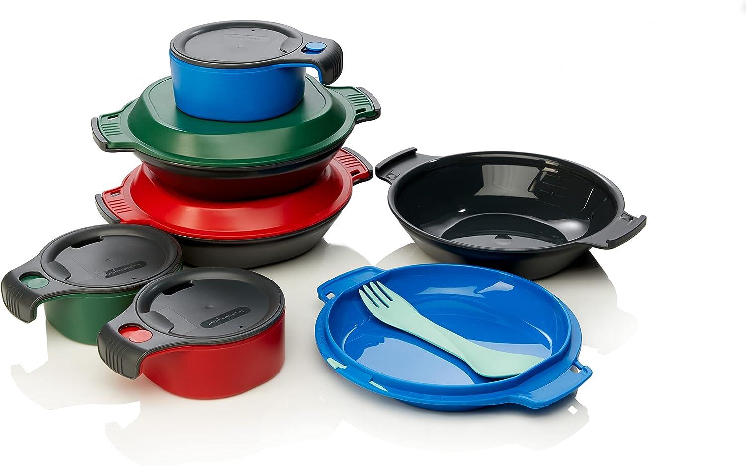 Humangear GoKit Deluxe - Set Da Trekking Da 7 Pezzi, Antracite/Rosso, Con Piatto, Ciotola, Spork E Tazza Isolata - 5