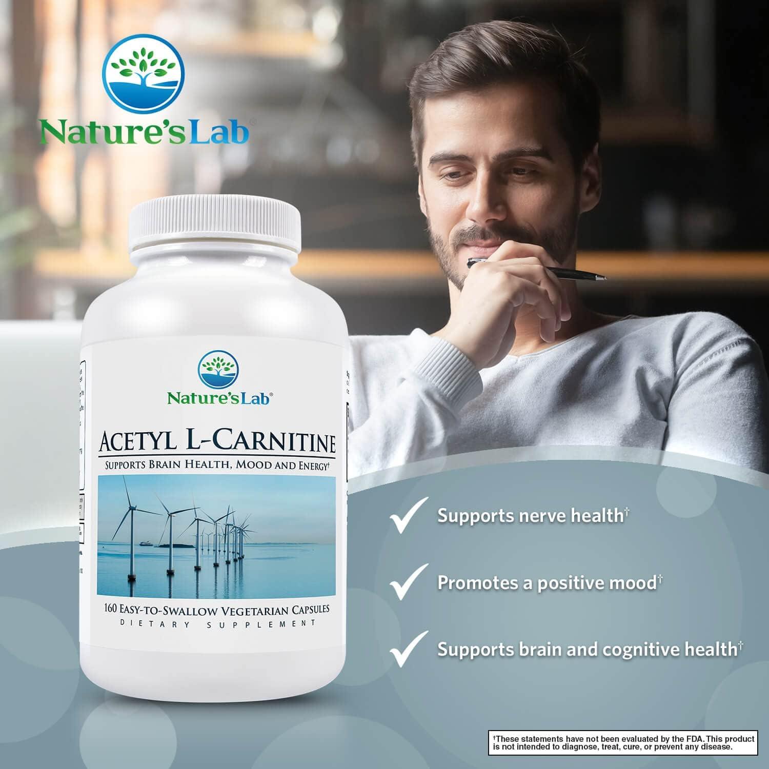 Nature's Lab Acetyl LCarnitine 2 000mg 160 Capsules