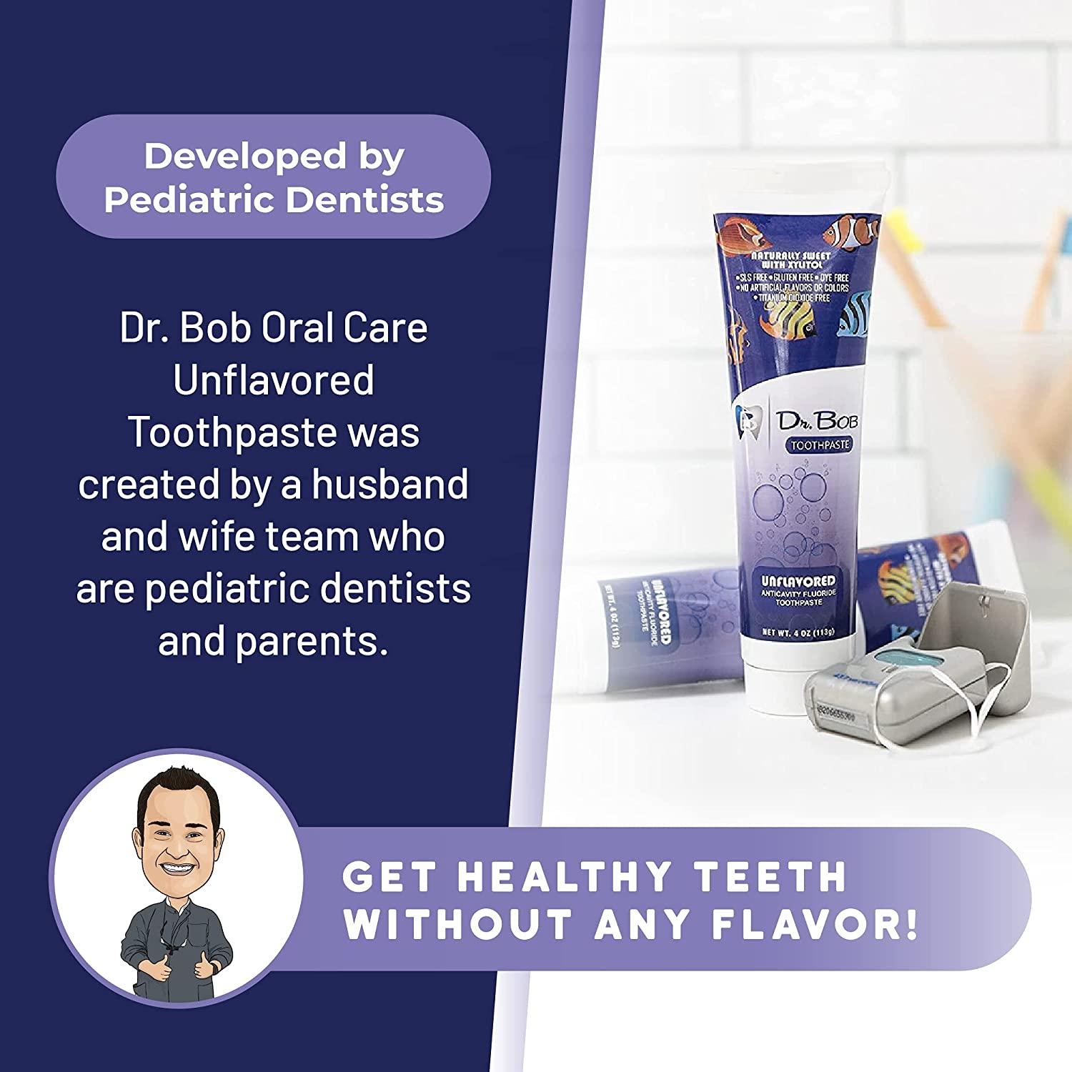 Dr. Bob Unflavored Toothpaste Natural Xylitol Baby, Toddler, Kids