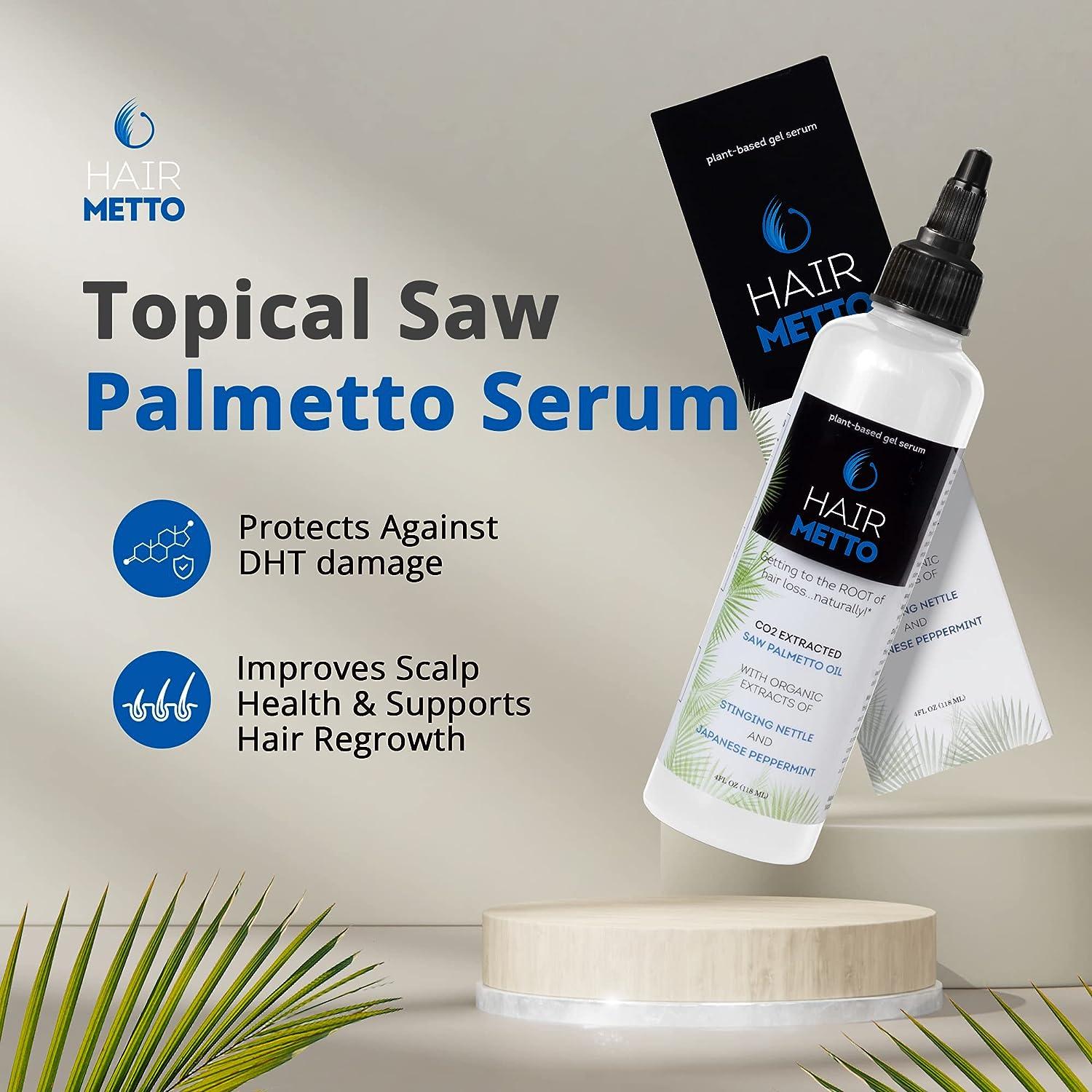HAIRMETTO Saw Palmetto Hair Serum Promotes Hair Regrowth, Soothes Scalp NonOily, Peppermint
