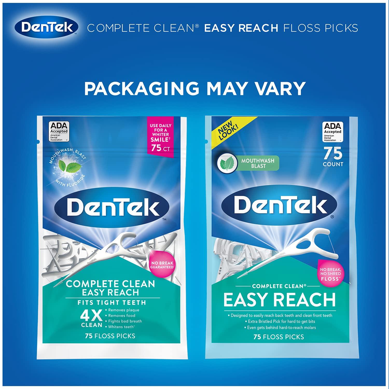 Dentek Floss Picks Complete Clean Back Teeth 75 Count (2 Pack) 75 Count