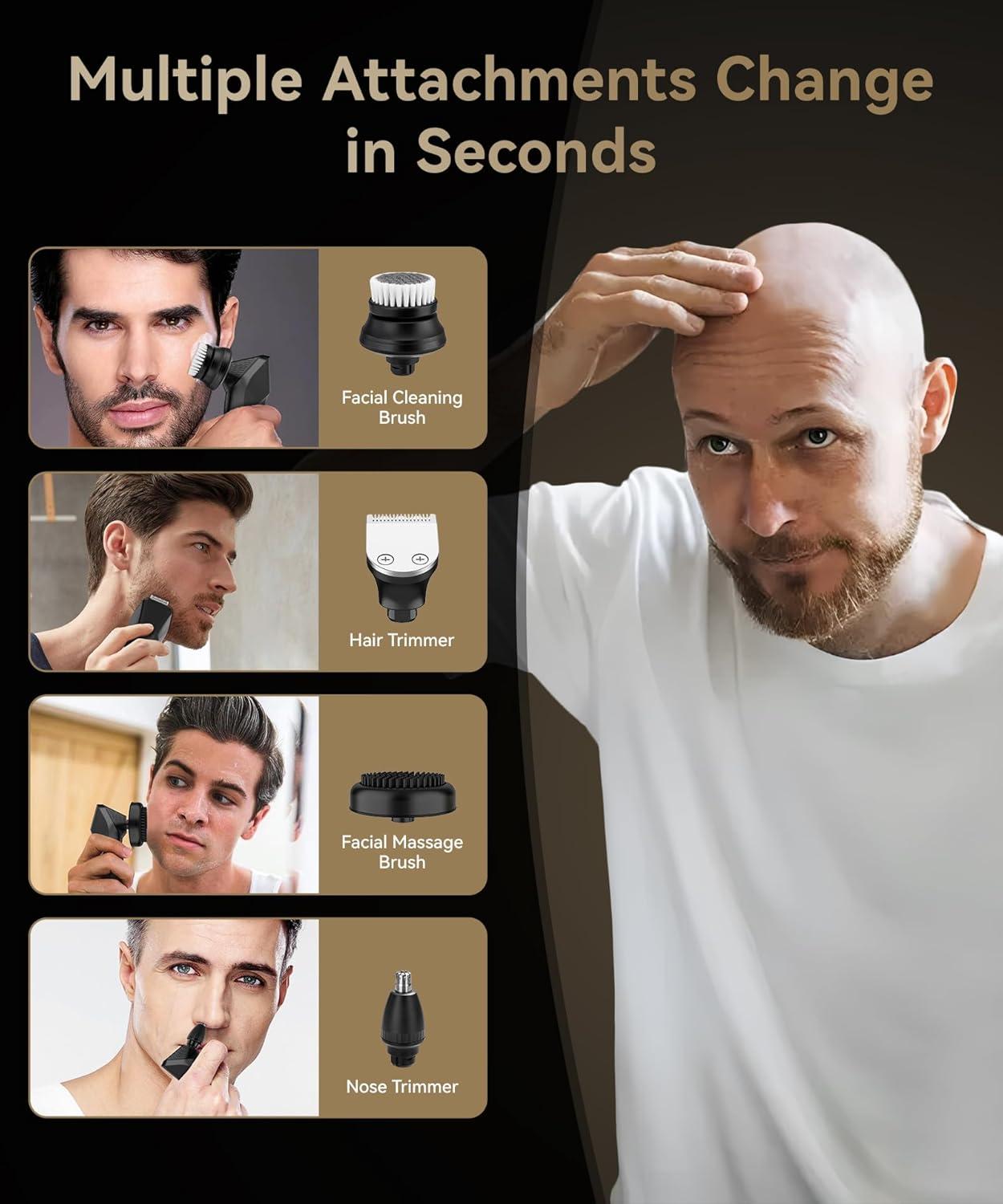 BarberBoss QR-2025 7D Bald Head Shaver For Men: Magnetic Rotary Shaver - View #4