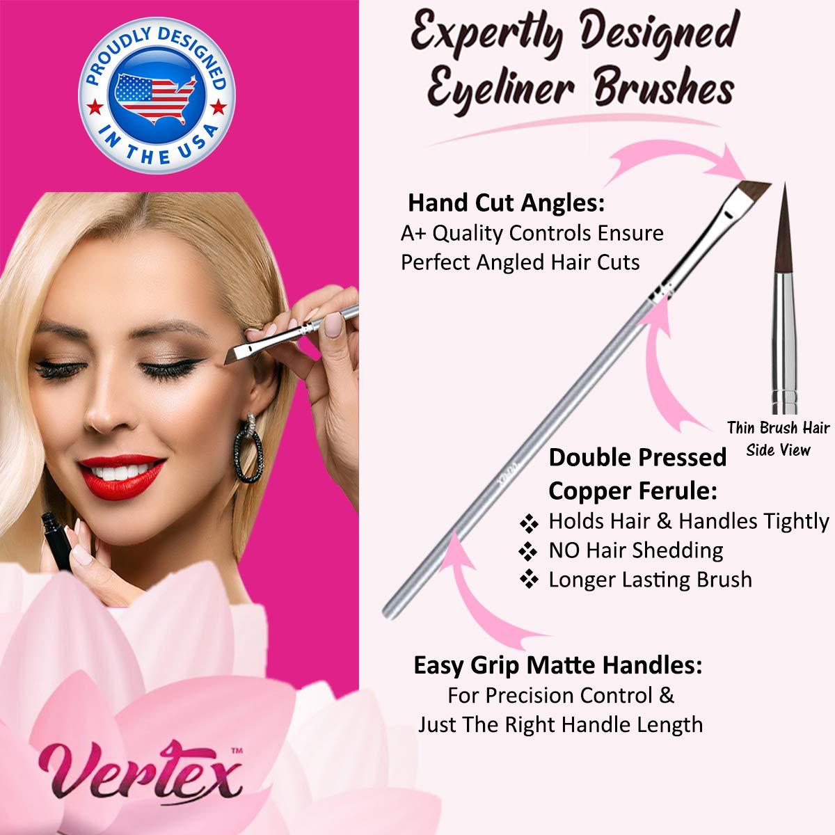 Angled Eyeliner Brush Small Thin Winged Liner for Clean, Precise