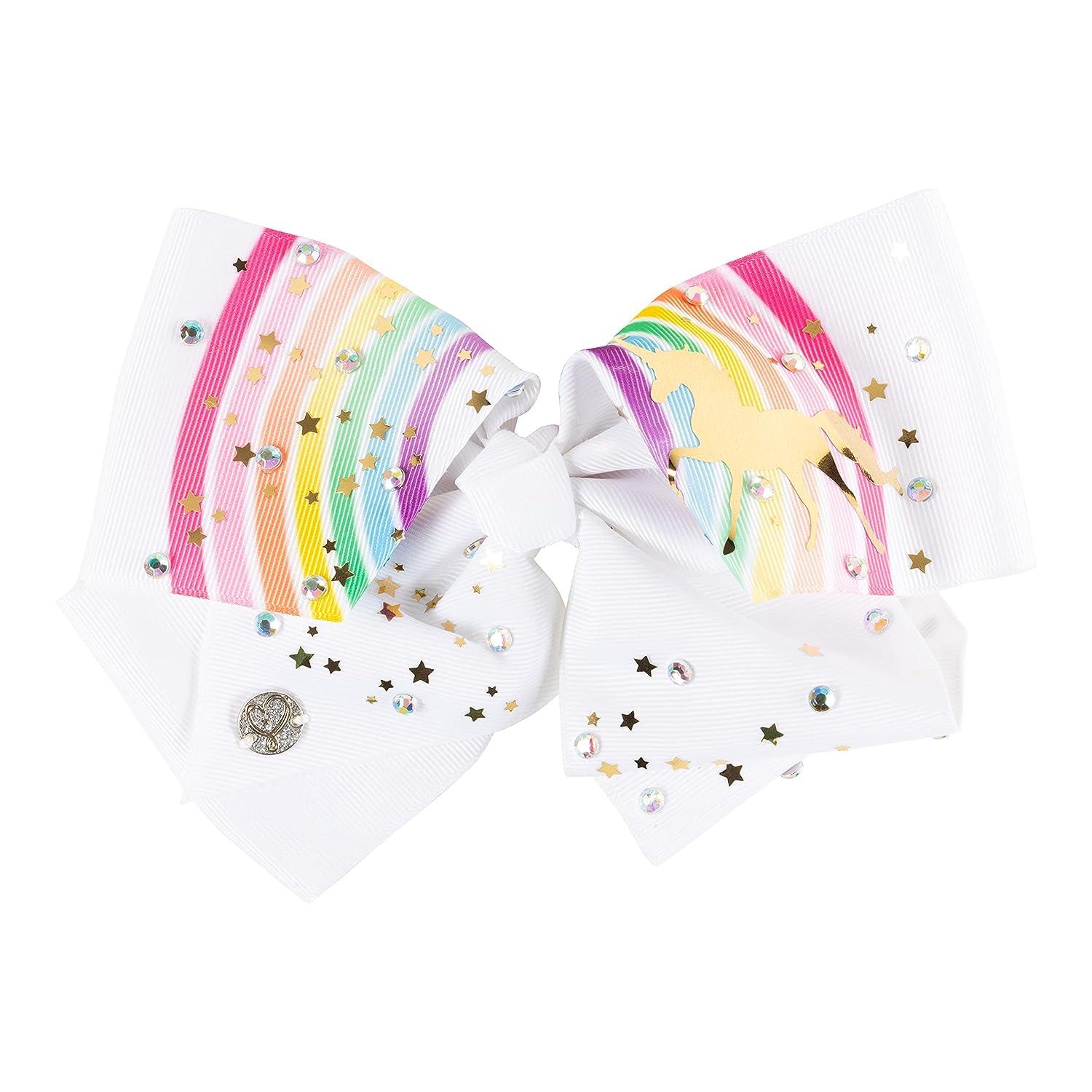 Neuf Avec étiquettes : Serre-tête Jojo Siwa Signature Bow – Émoji Pastel Arc-en-ciel Multicolore