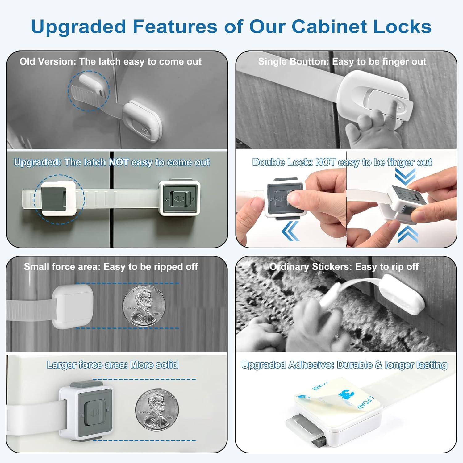 Baby Proofing, Refrigerator lock, Baby Safety Locks for Cabinets, Cabinet  Locks for Babies, No Drilling Child Safety Cabinet Locks for Latching to
