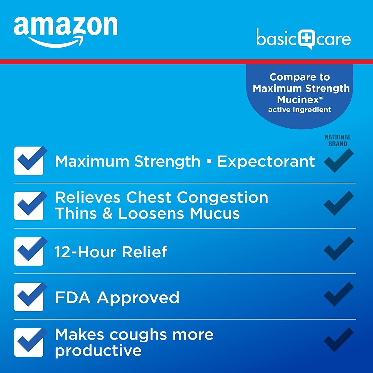Amazon Basic Care Maximum Strength Chest Congestion and Mucus Relief