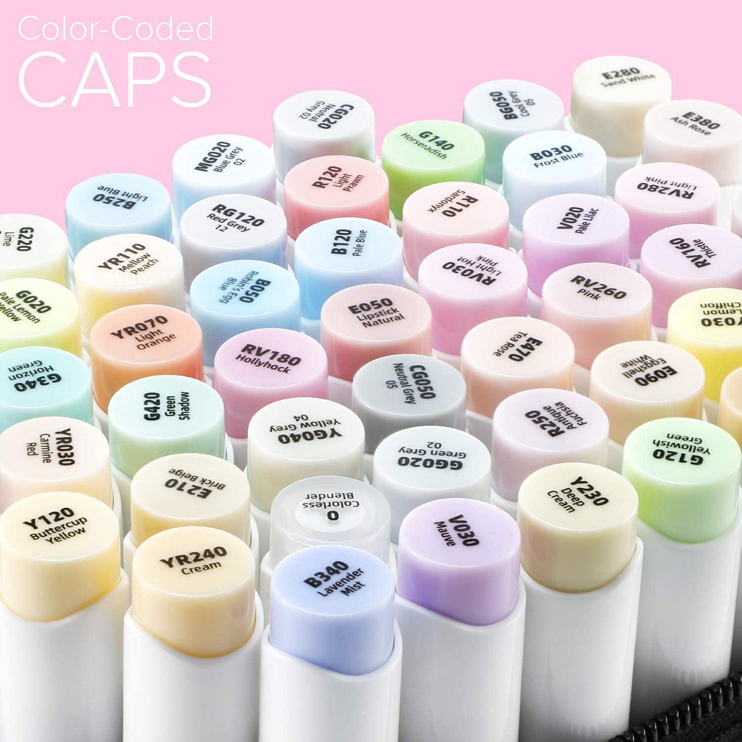 Ohuhu Pastel Markers Brush Tip - 48 Pastel Colors of Sweetness