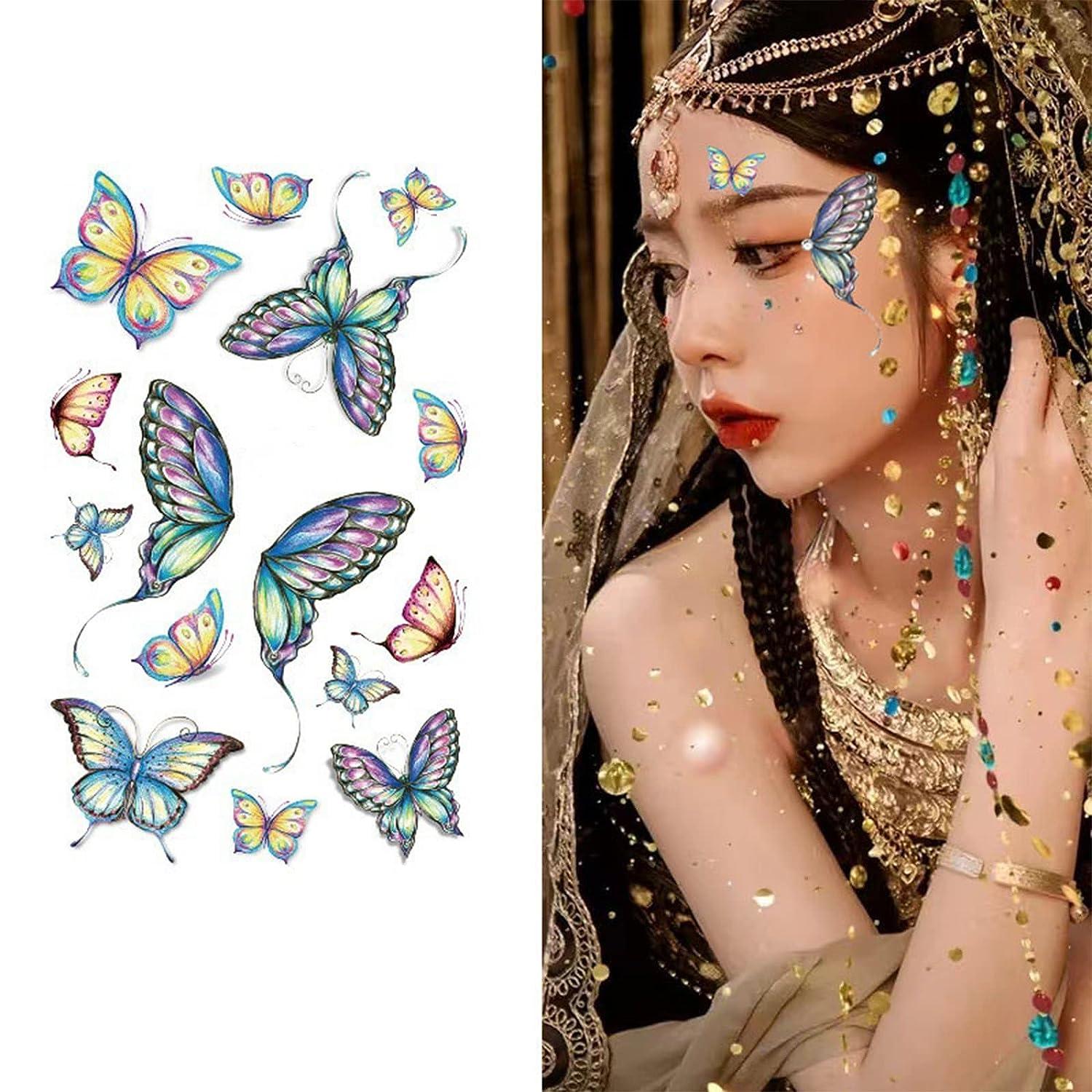 Eye Shiny Butterfly Flower Stickers Facial Body Glitter Butterfly