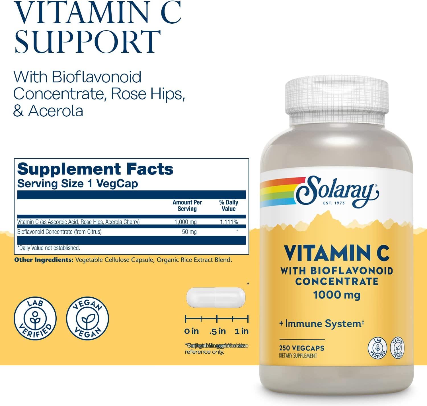 Solaray Vitamin C with Bioflavonoid Concentrate 1000 mg 250 VegCaps