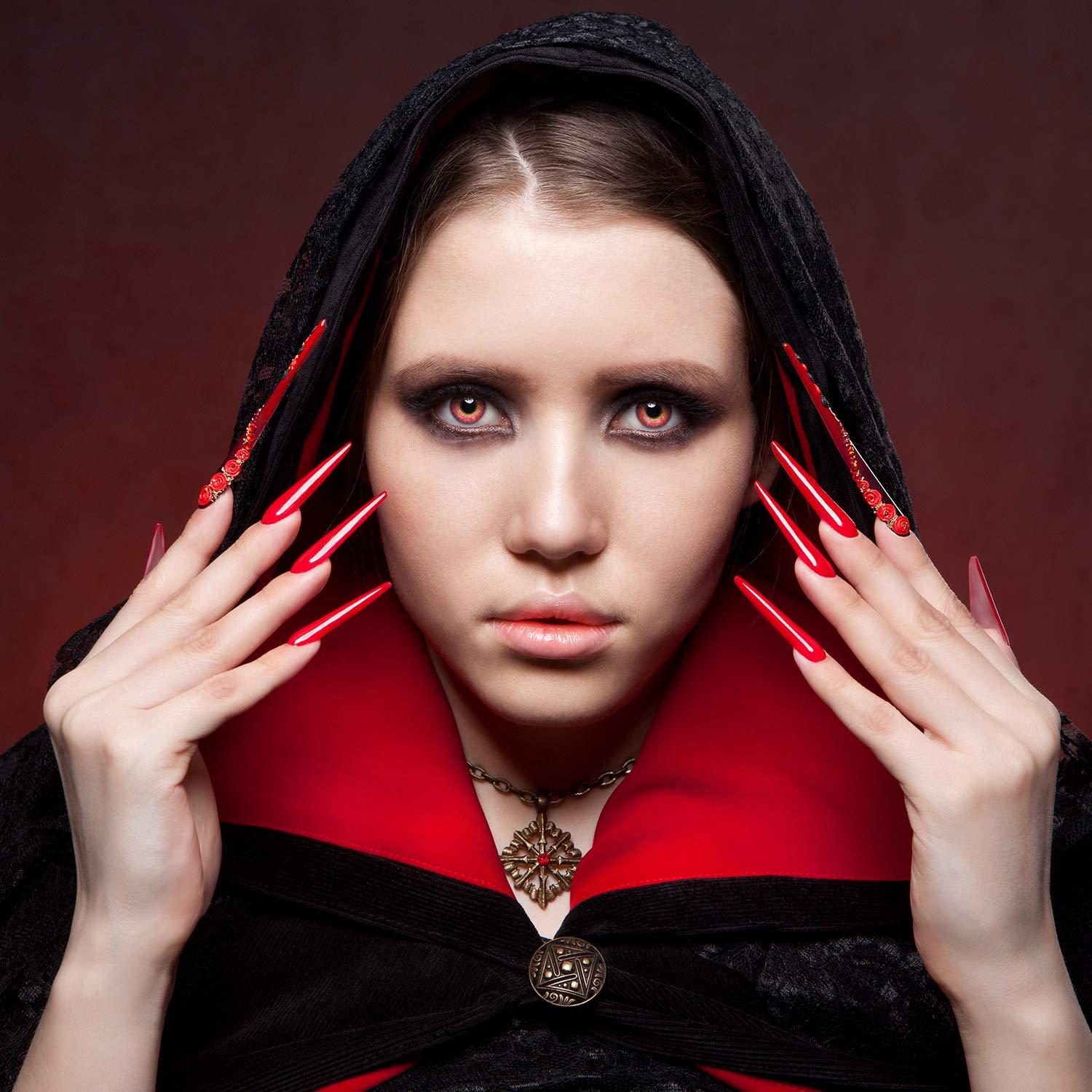 180 Extra Long Stiletto False Nails Tips Set with Files Clear DIY