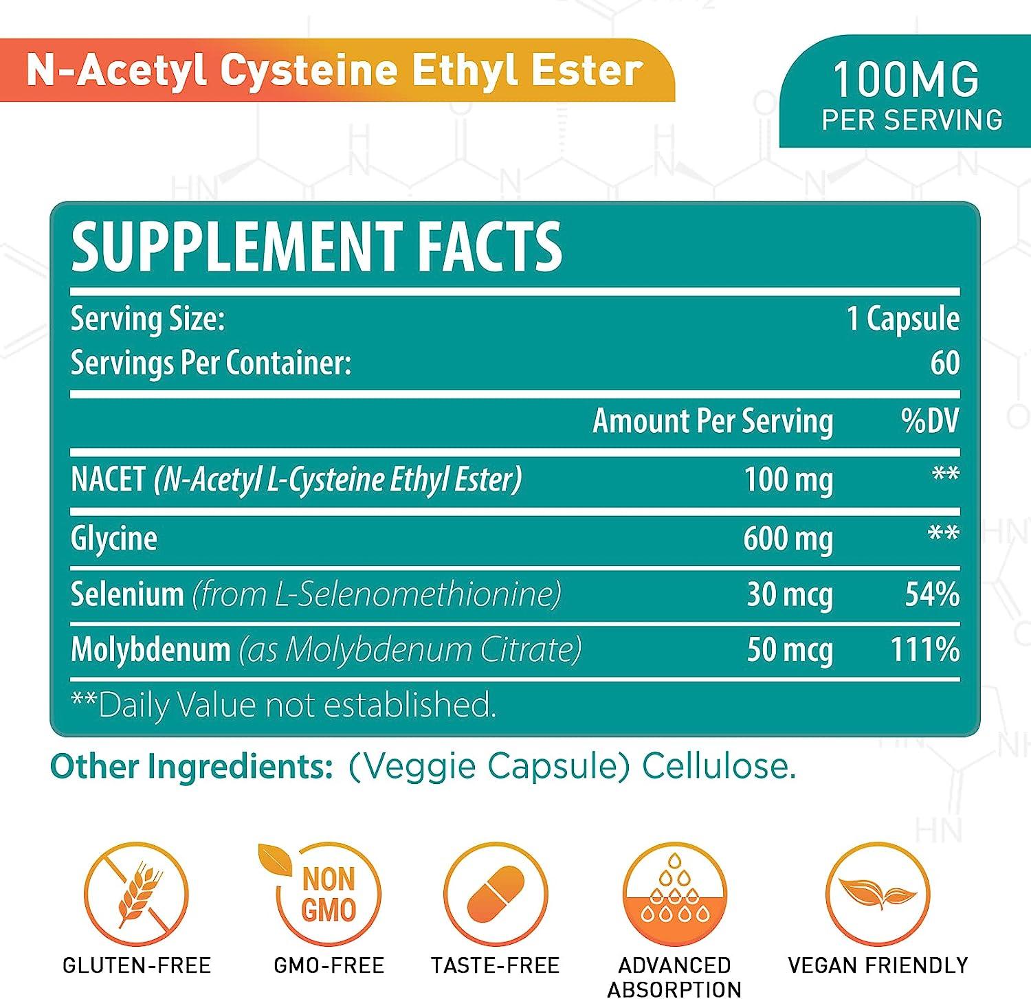 NAcetyl Cysteine Ethyl Ester 100mg with Glycine 600mg Enhanced