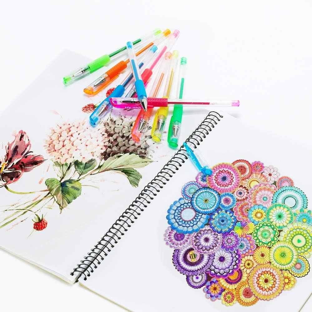 12/18/24/36/48 Colors Gel Pens Set Glitter Fluorescence Pen for Adult  Coloring Books Journals Drawing Doodling Art Markers