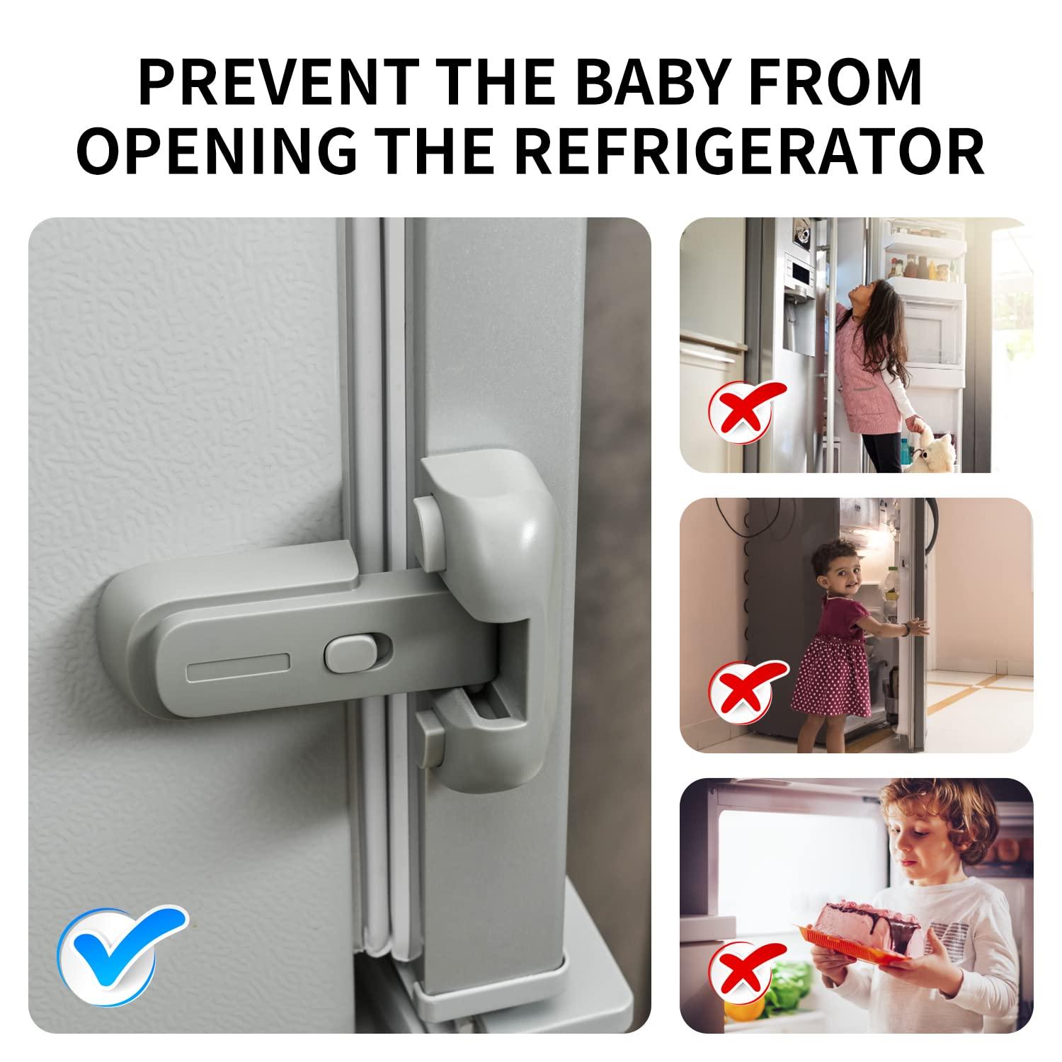HEOATH Upgrade Home Refrigerator Fridge Freezer Door Lock Latch Catch  Toddler Kids Child Baby Safety Lock Easy to Install and Use 3M VHB Adhesive  no