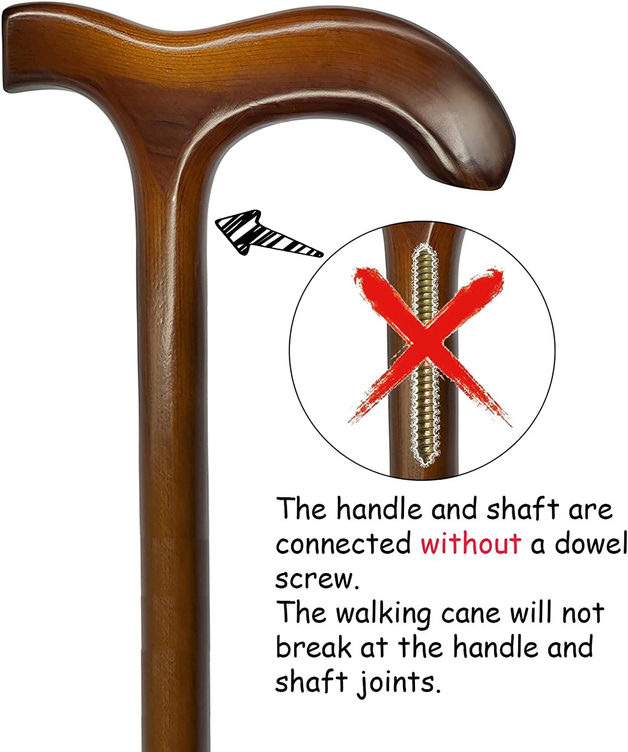 FLYDRUM 36 Inch Wooden Walking Cane Ergonomic OnePiece Wood Stick