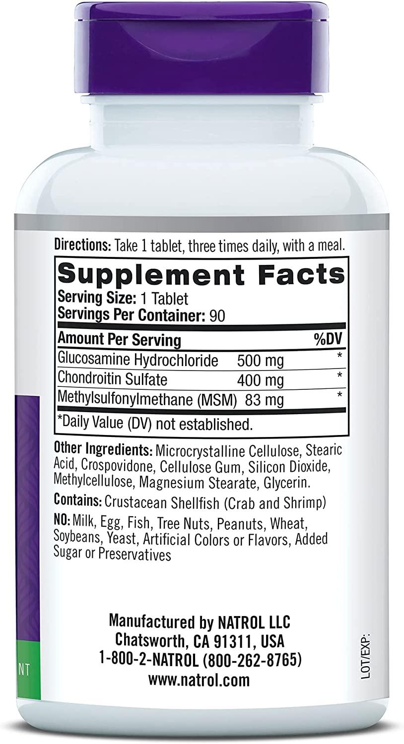 Natrol Glucosamine Chondroitin MSM Tablets - 90 Count for Joint Health ...