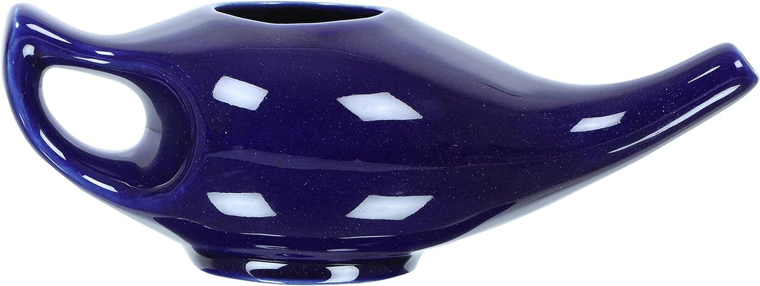 Neti Pot In Ceramica Per Irrigazione Nasale, 230 Ml Con 10 Bustine Di Sale - Lavabile In Lavastoviglie, Antigoccia