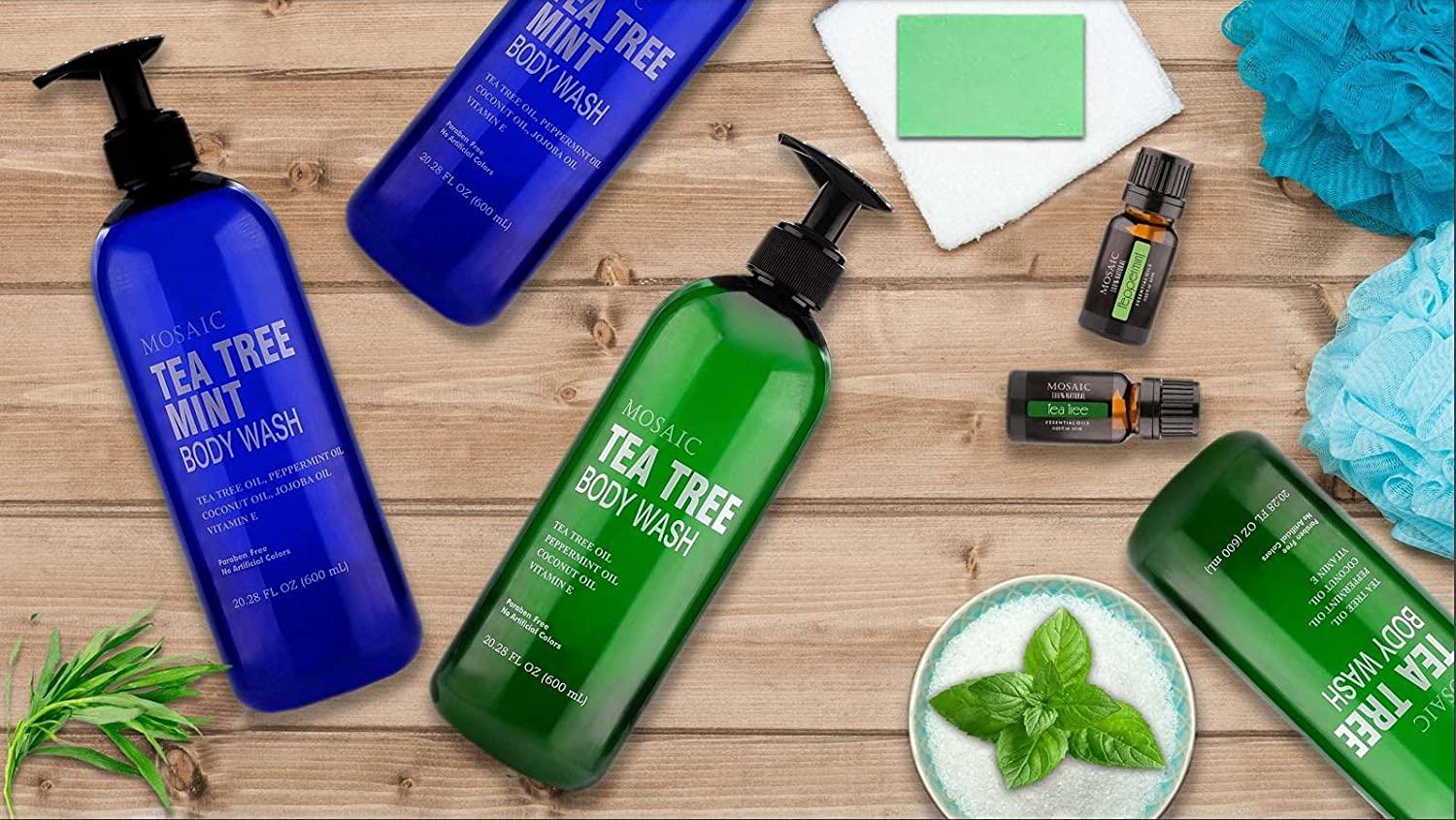 Tea Tree Body Wash with Mint & Shower Gel with Vitamin E for Jock Itch