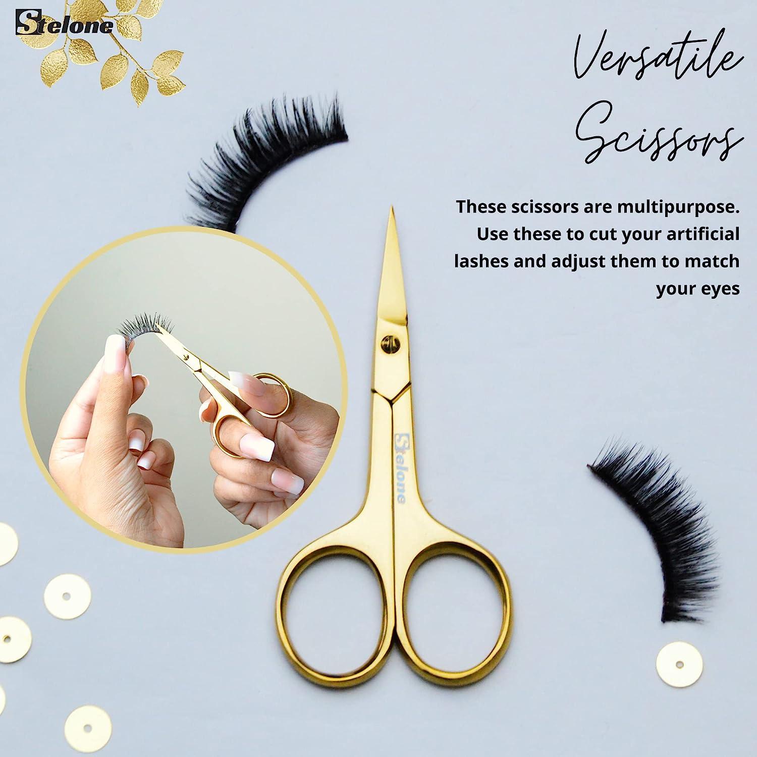 Stelone Professional Grooming Scissors - Eyebrow Scissors - Small Curved  Stainless Steel Manicure & Beauty Scissor for Women (Gold)