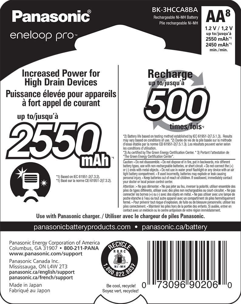 Panasonic eneloop pro AAA High Capacity Batteries (8-pack) + Advanced  eneloop Quick Charger