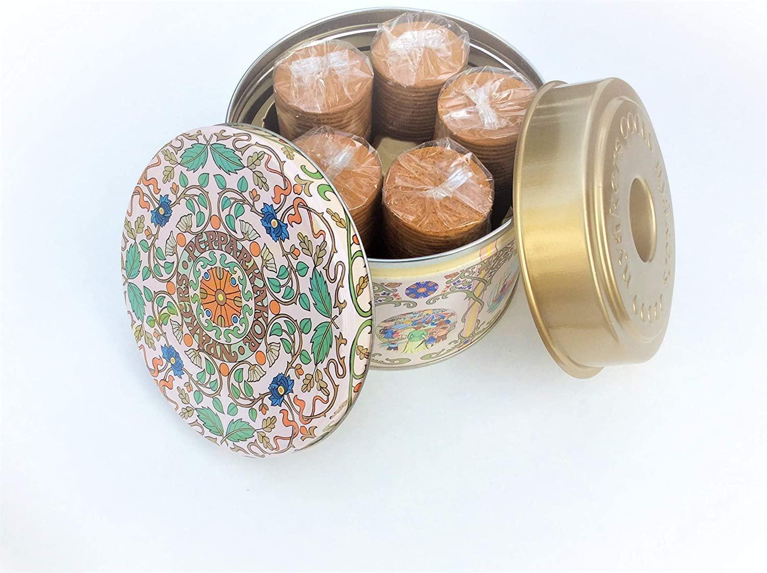 Nyakers Swedish Original Ginger Snaps Cookies 26.4 Oz Botanical Mail Safe Tin Perfect Gift