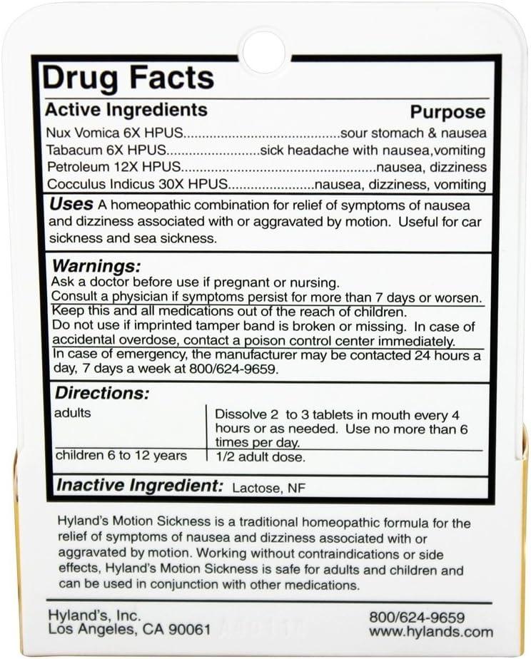 Hyland's Homeopathic Motion Sickness Tablets 50 Tablets
