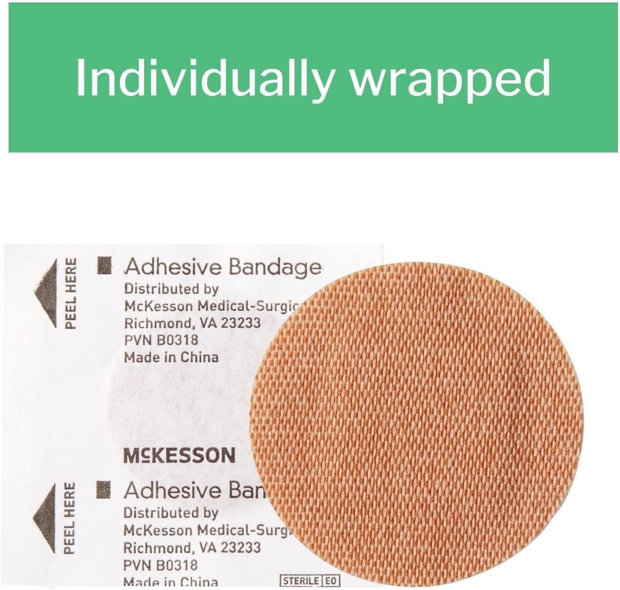 McKesson Round Tan Fabric Sterile Adhesive Spot Bandages, 1", 100 Count