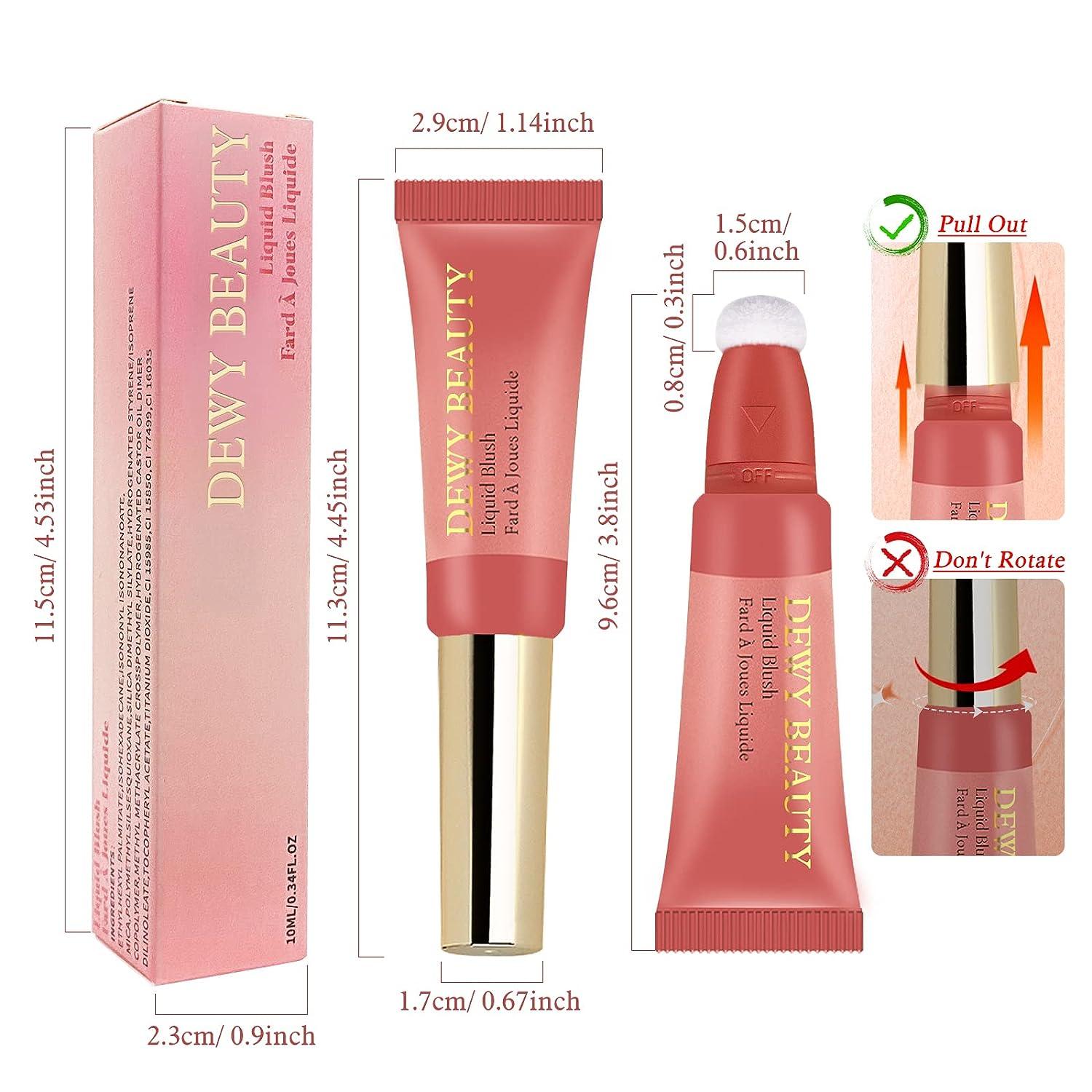 LSxia Liquid Blush Makeup Wand - Cream Blush with Cushion Applicator |  Cheeks Tint for Natural Glow | Dewy Finish, Weightless & Long-wearing |  #101 SEDUCTIVE-Nude Pink