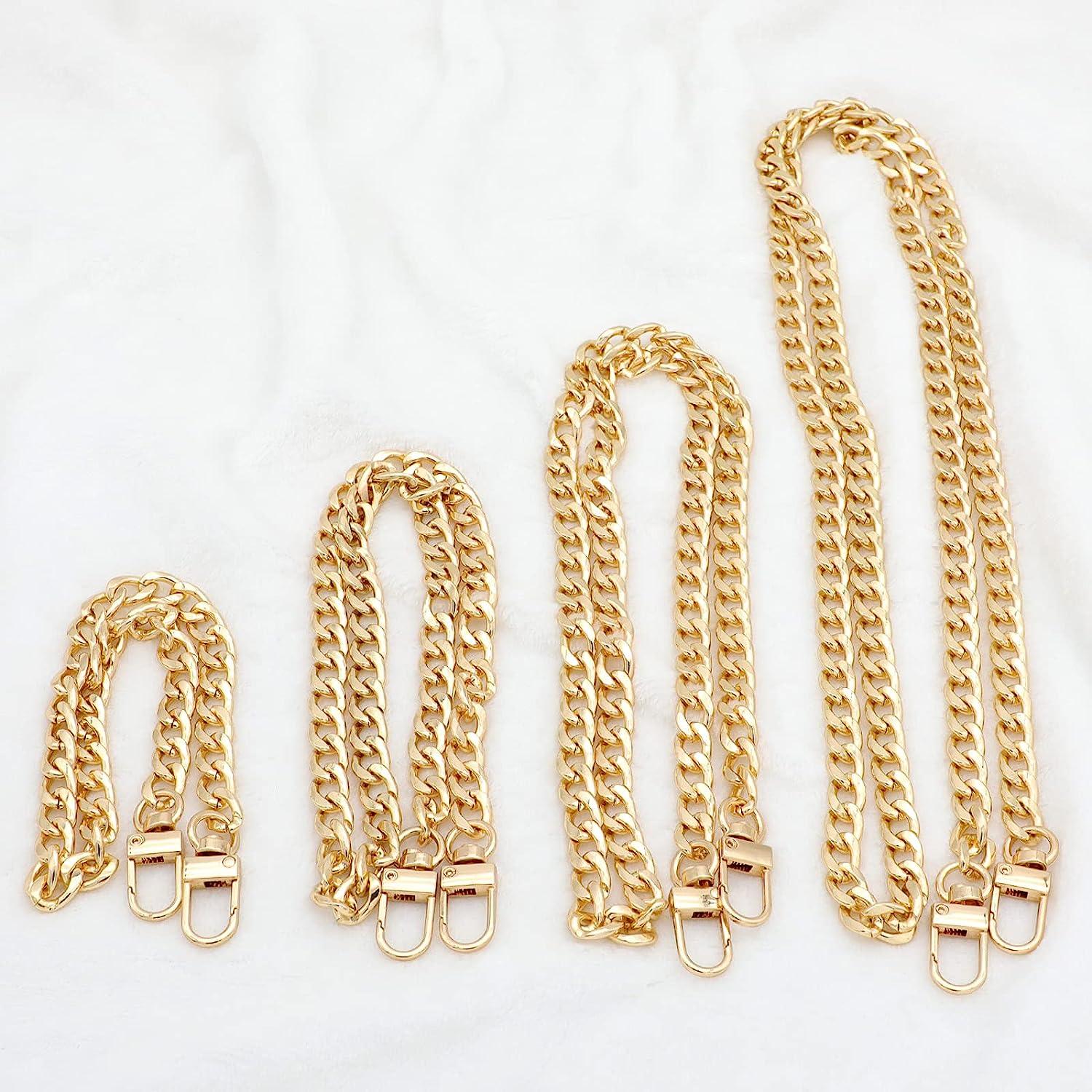 5 Different Sizes Purse Chain, Gold Handbag Flat Iron Chains with Metal  Buckles, Shiny and Attach Easily Use Comfortable for DIY Purse Handbag