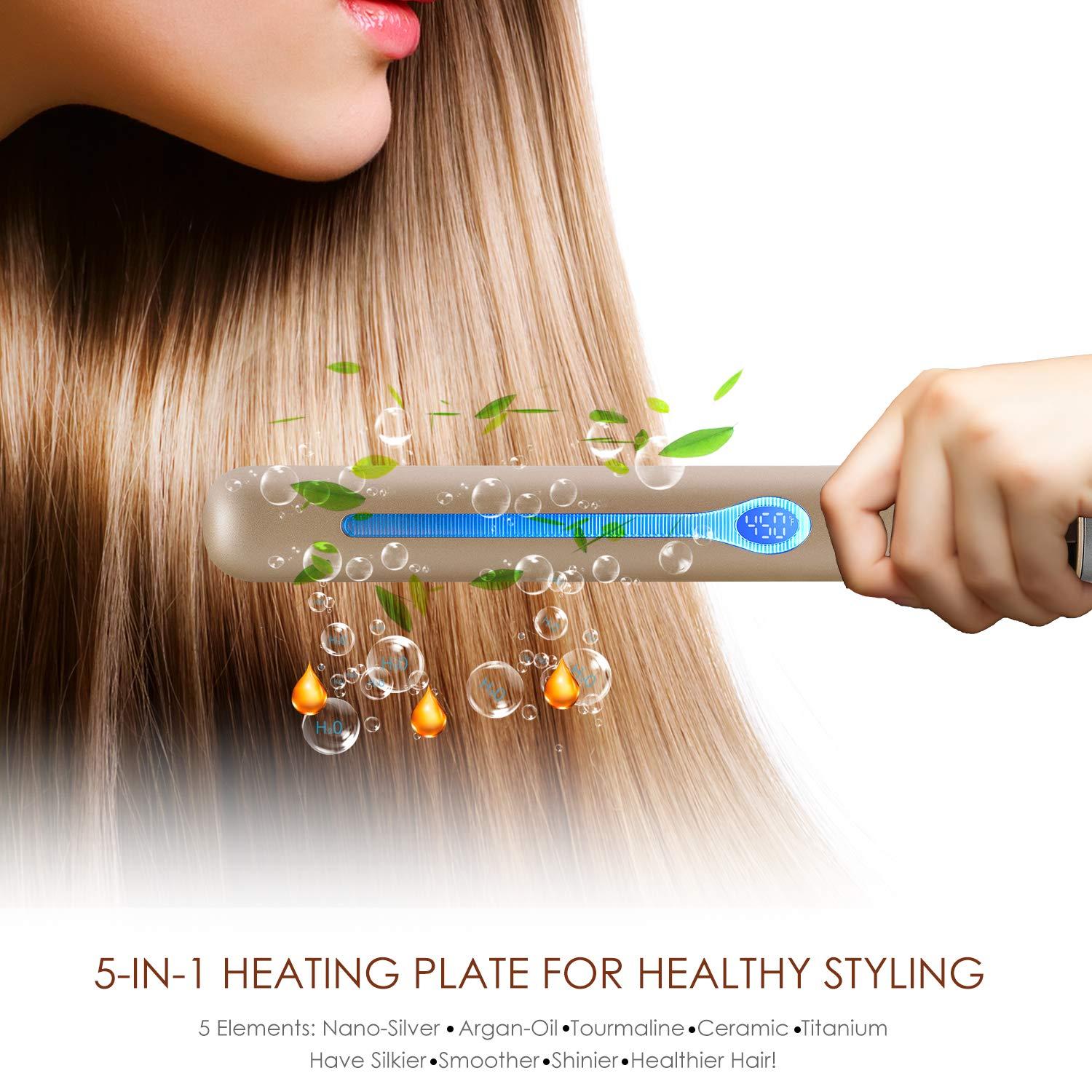 NITION Professional Salon Hair Straightener with Argan Oil Tourmaline ...