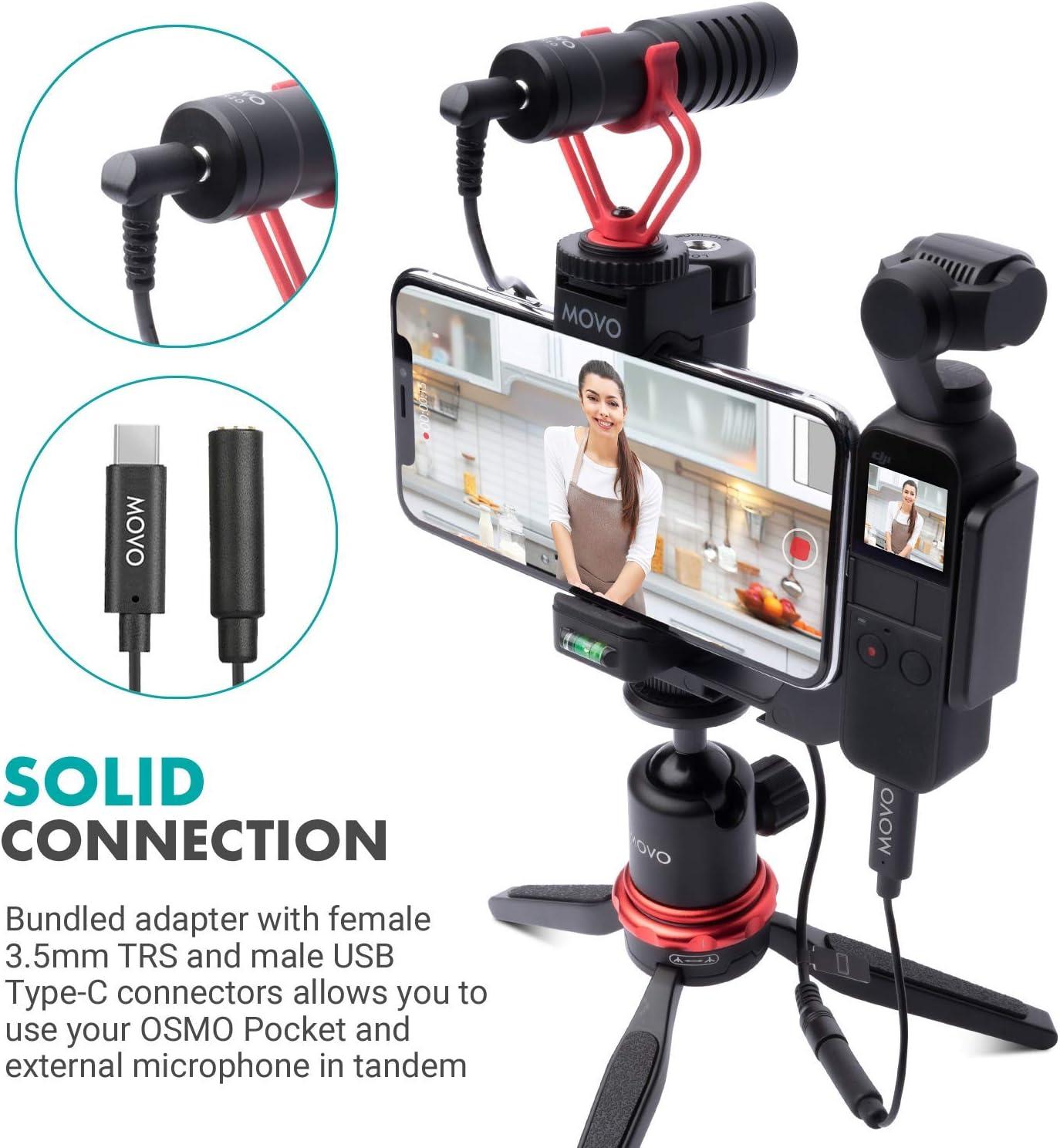 temperatur retning Er deprimeret Movo Vlogging Kit Compatible with DJI OSMO Pocket 1, 2 - Video Rig with  VXR10 External Microphone, Smartphone Tripod Mount, and Type-C Audio  Adapter - Great Bundle for Video and Audio Recording