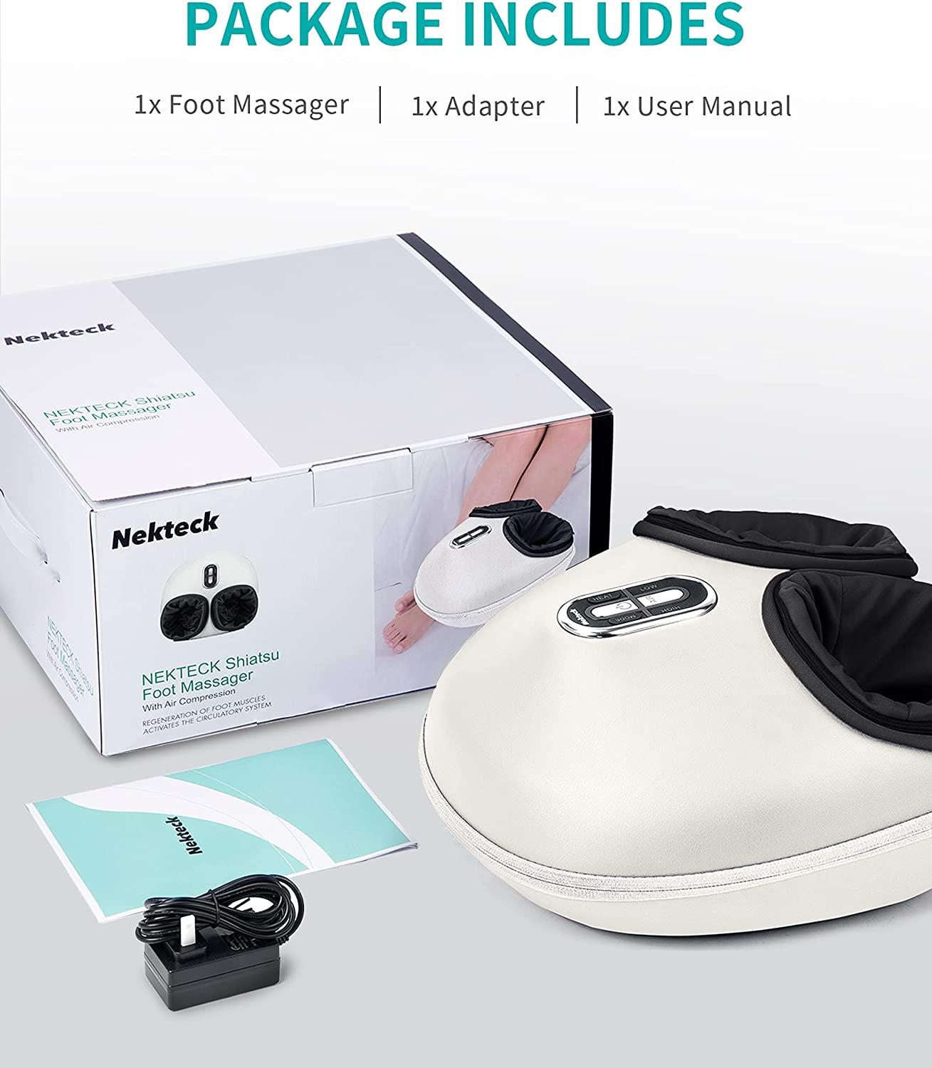 Nekteck Foot Massager Machine with Heat, Deep Kneading Shiatsu Foot Massager with Air Compression, Soothe Muscles, Multiple Massage Modes & Adjustable
