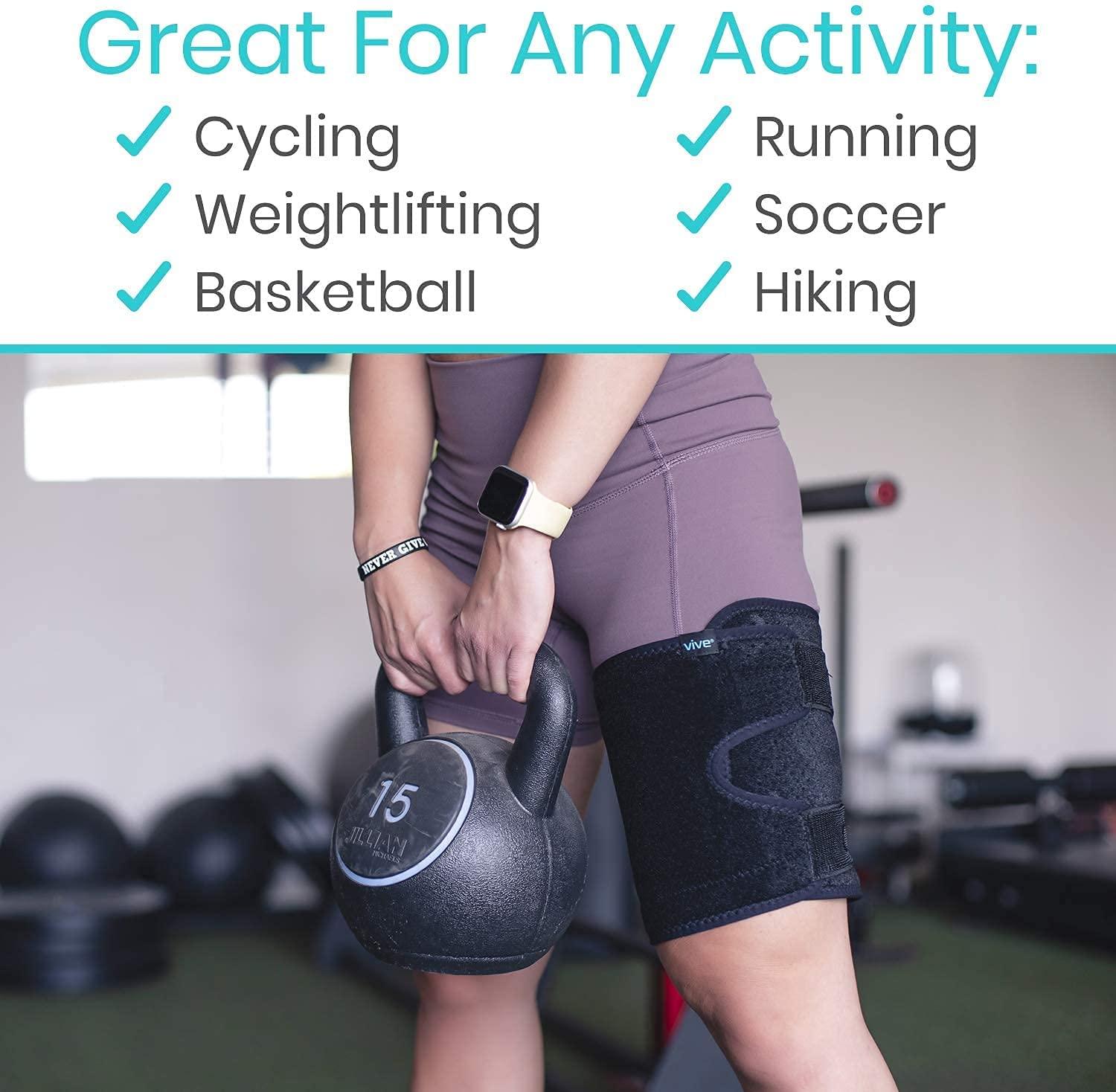 Vive Thigh Brace Hamstring Quad Wrap Adjustable Compression Sleeve