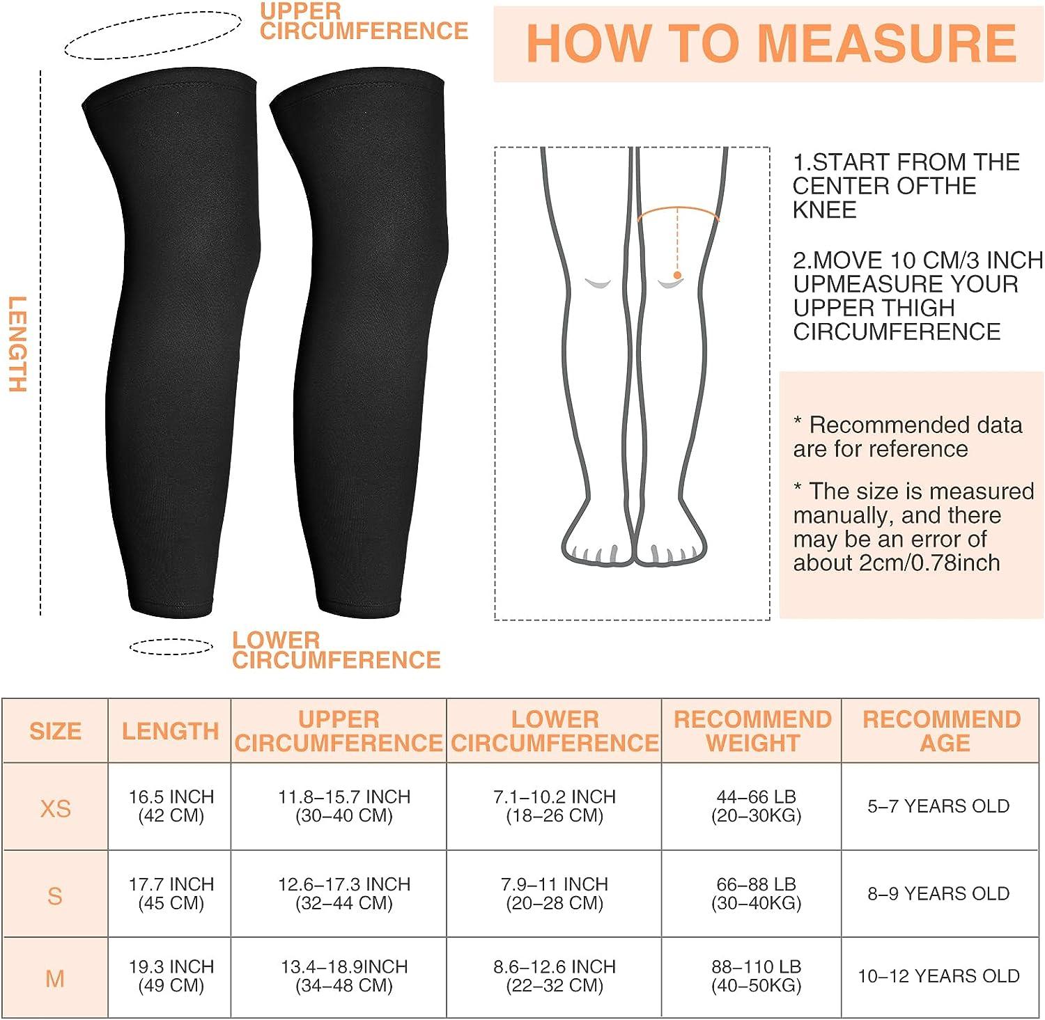 4 Pairs Kids Long Compression Boys Leg Sleeves Non Slip UV Protection