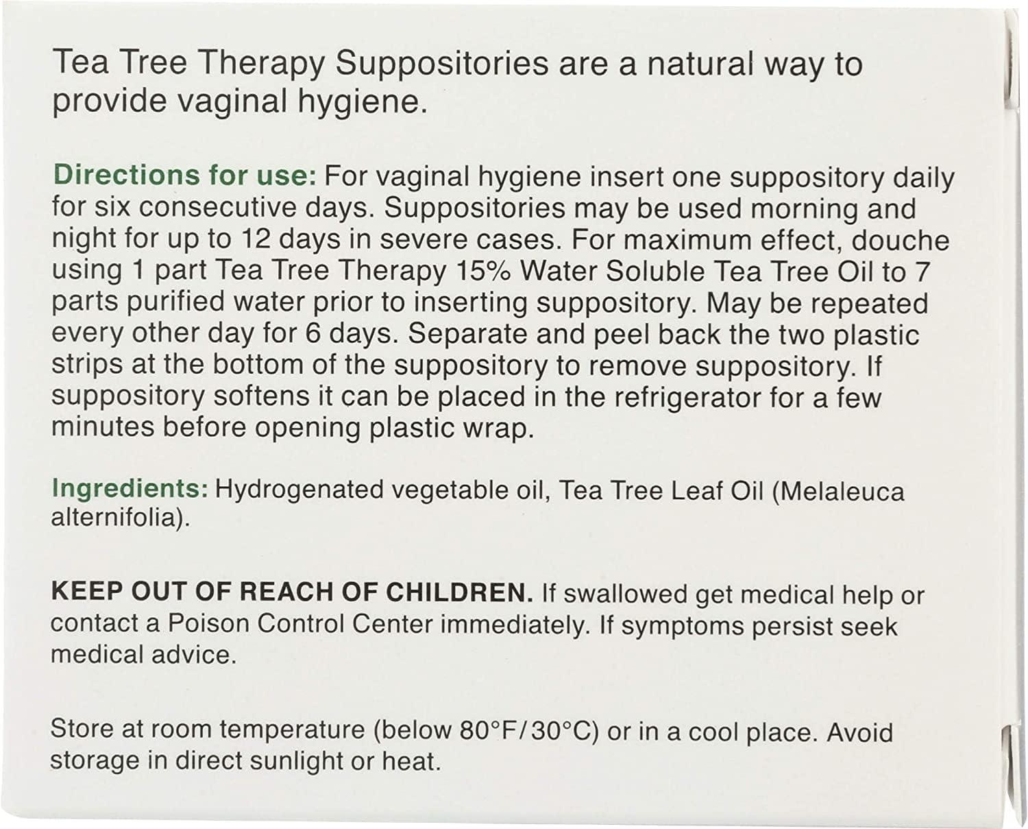 Tea Tree Suppository Natural Relief 6 Suppositories