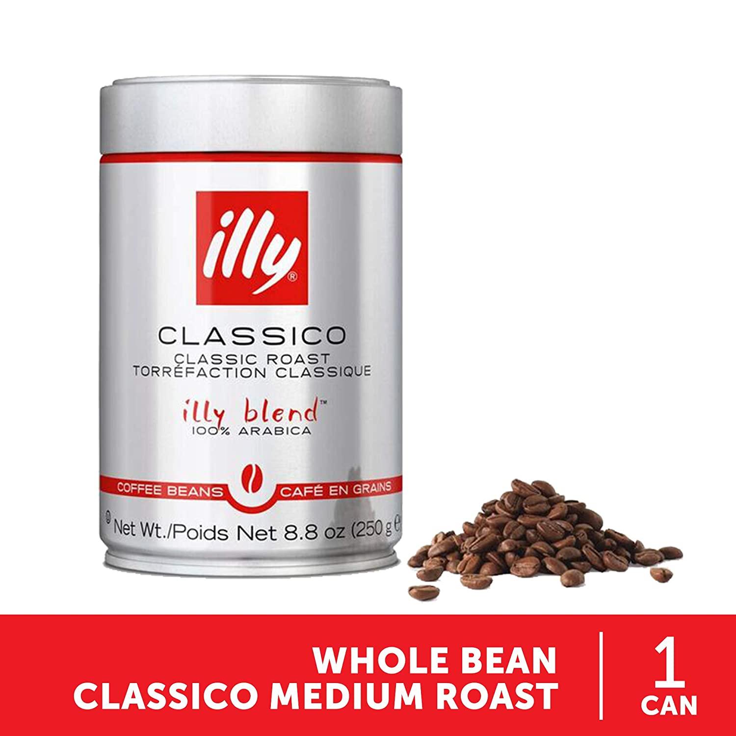 illy Whole Bean Coffee - Perfectly Roasted Whole Coffee Beans – Classico  Medium Roast - with Notes of Caramel, Orange Blossom & Jasmine - 100%  Arabica