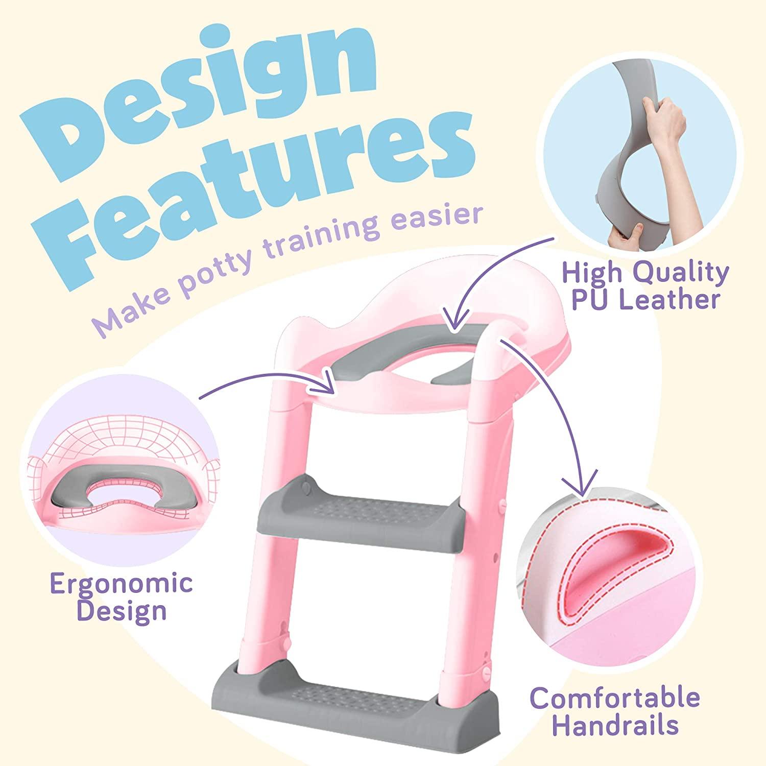 Ashtonbee Mountable Potty Seat (with steps, Pink) with steps Pink
