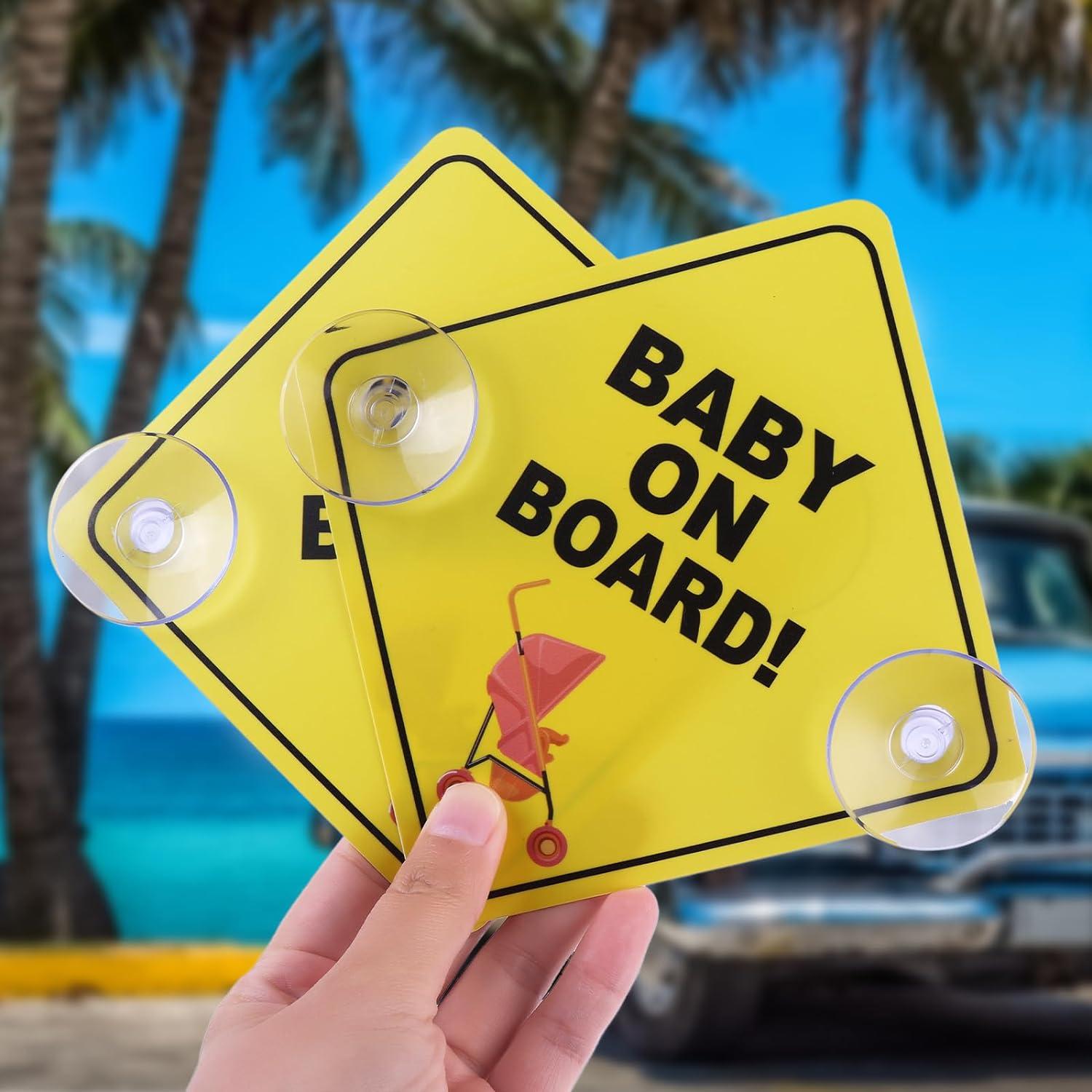 Babyhug Mom To Be On Board And Baby On Board Car Safety Sign With Suction Cup Pack Of 2 - Yellow