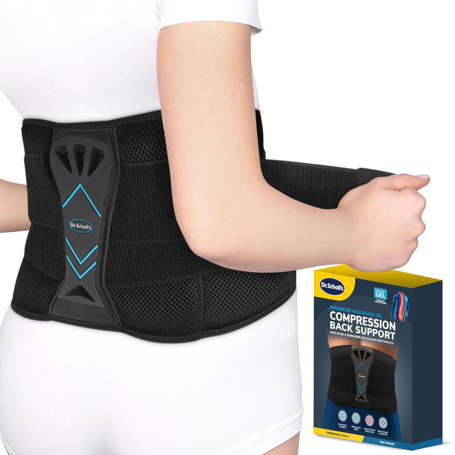 Dr. Scholl's Adjustable Compression Back Support with Massaging Gel -  Breathable Shock-Absorbing Back Brace for Size S/M International Shipping  Available | Buy Now with Express International Delivery | GoSupps.com