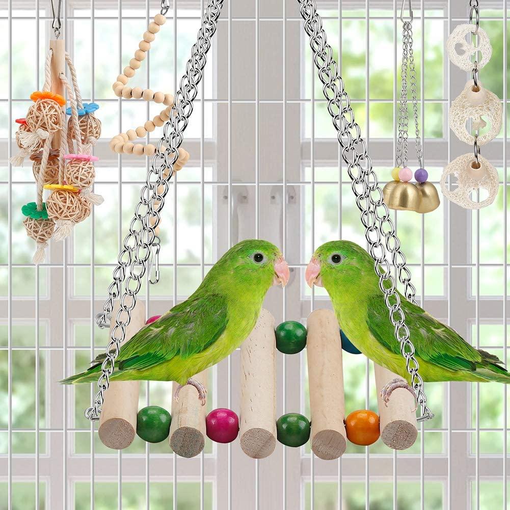 Parrot Cage Toys With Coconut Hideaway And Ladder Bird Parrot