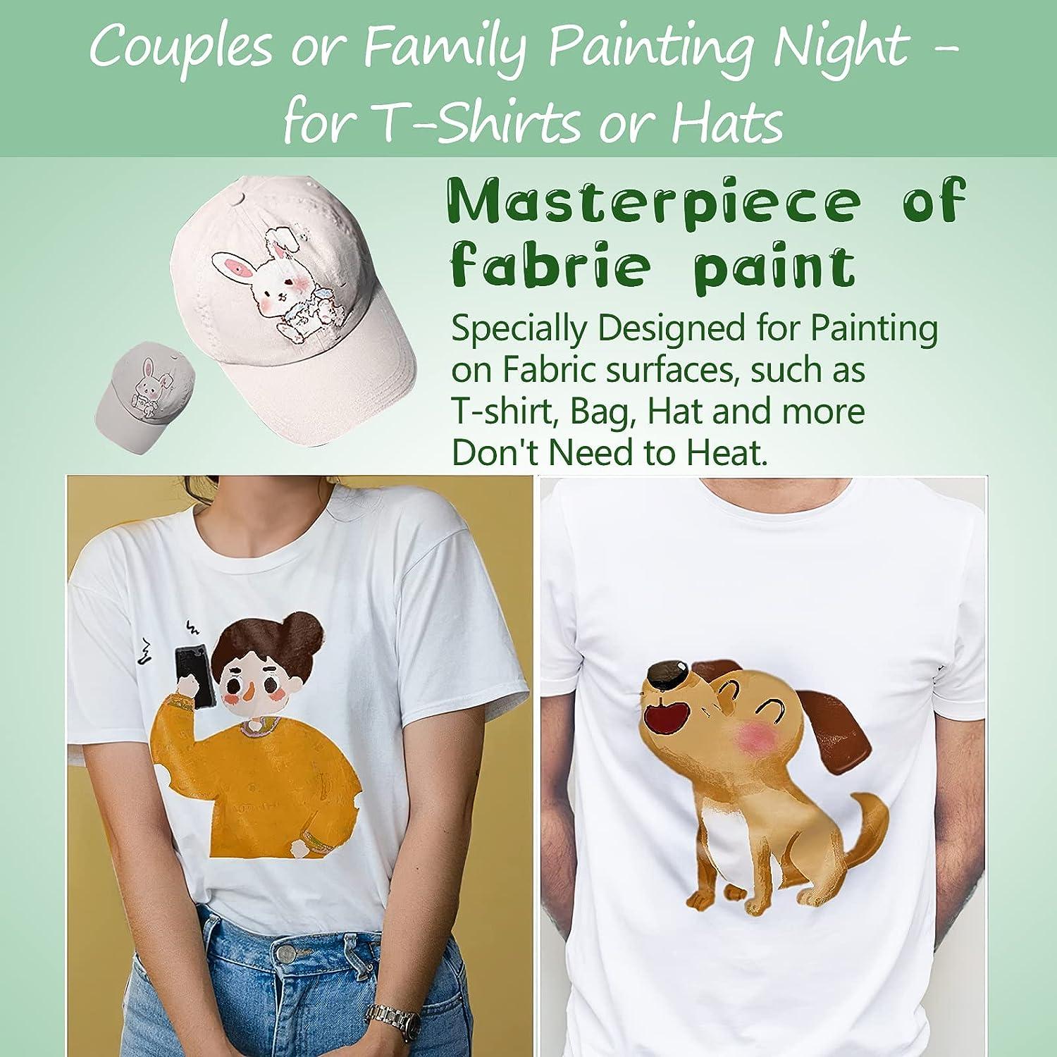 COLORFUL Fabric Paint Set for Clothes with 6 Brushes 1 Palette 12