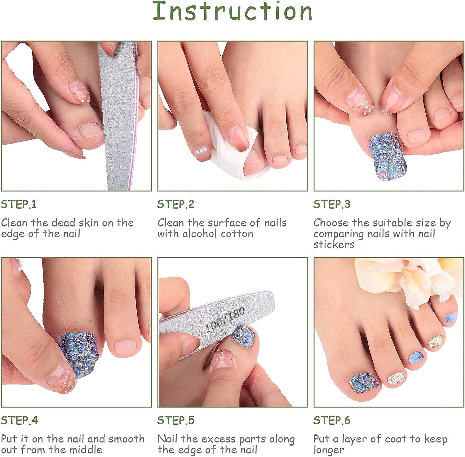 Colorful Marble Full Wraps Toenail Polish Stickers 528 Pieces, 24