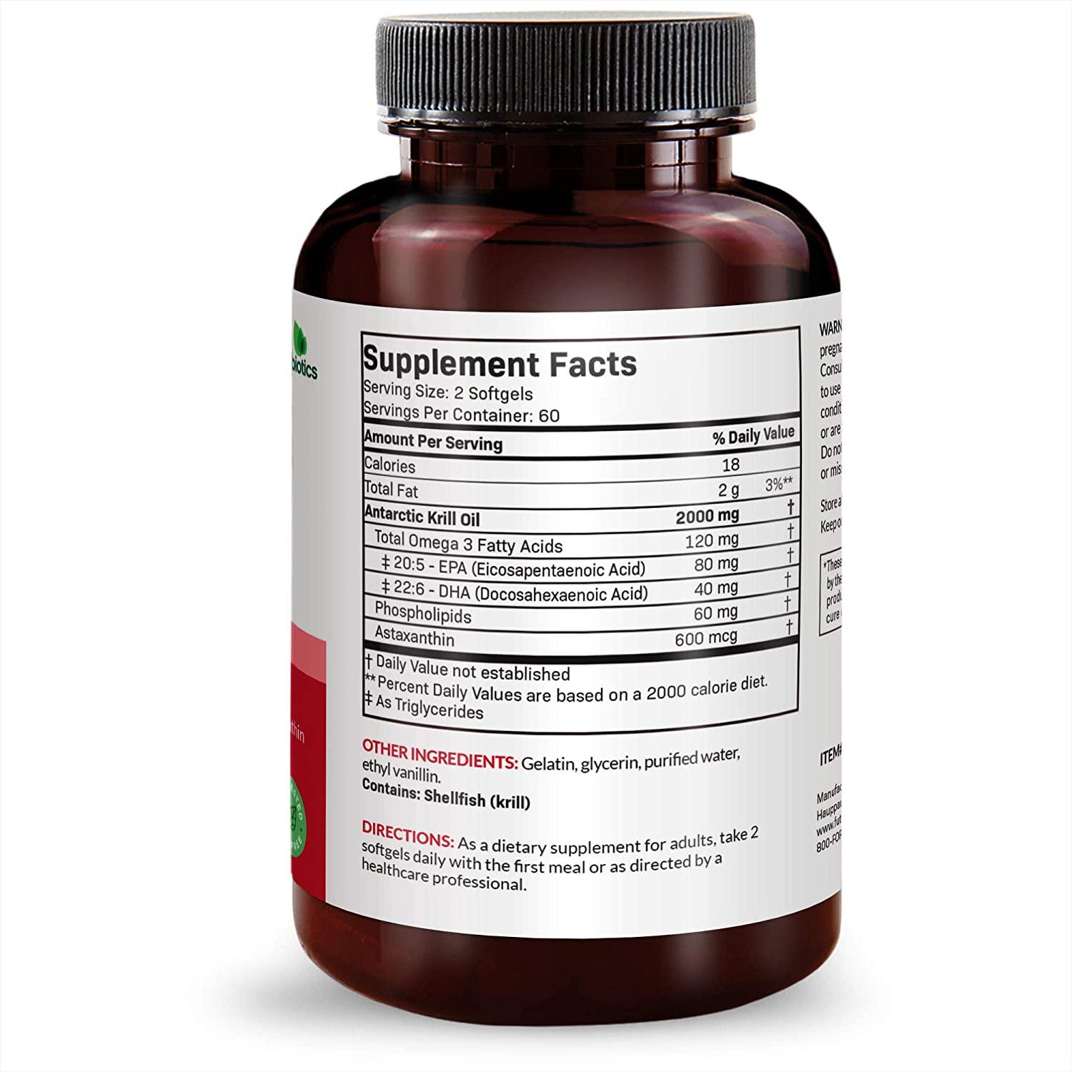 Futurebiotics Antarctic Krill Oil 2000mg with Astaxanthin, Omega3s EPA