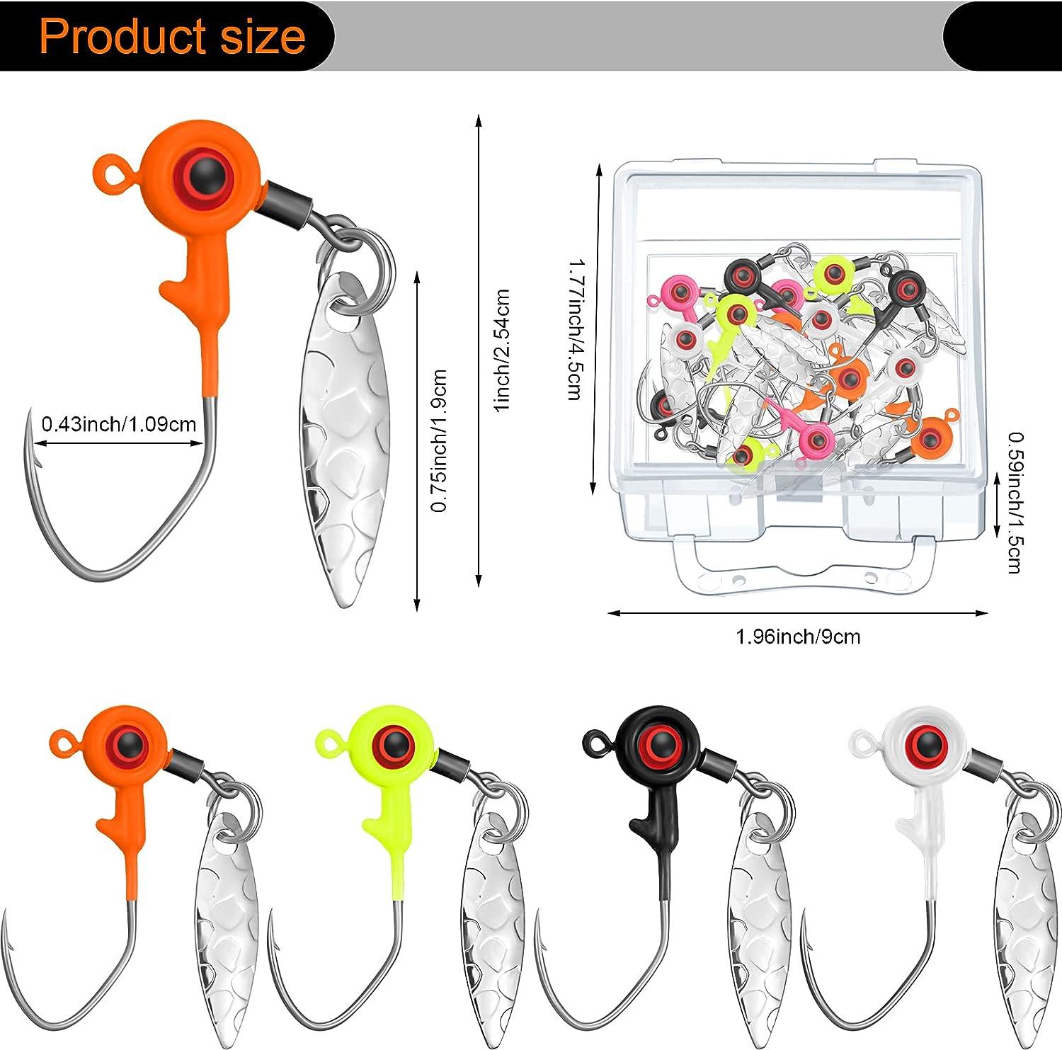 15 Pieces Fishing Jig Heads Kit Fishing Jig Head Hooks Jig Hook Lure  Fishing Jigs with Plastic Box for Bass and Crappie Mix Color 1/8 oz