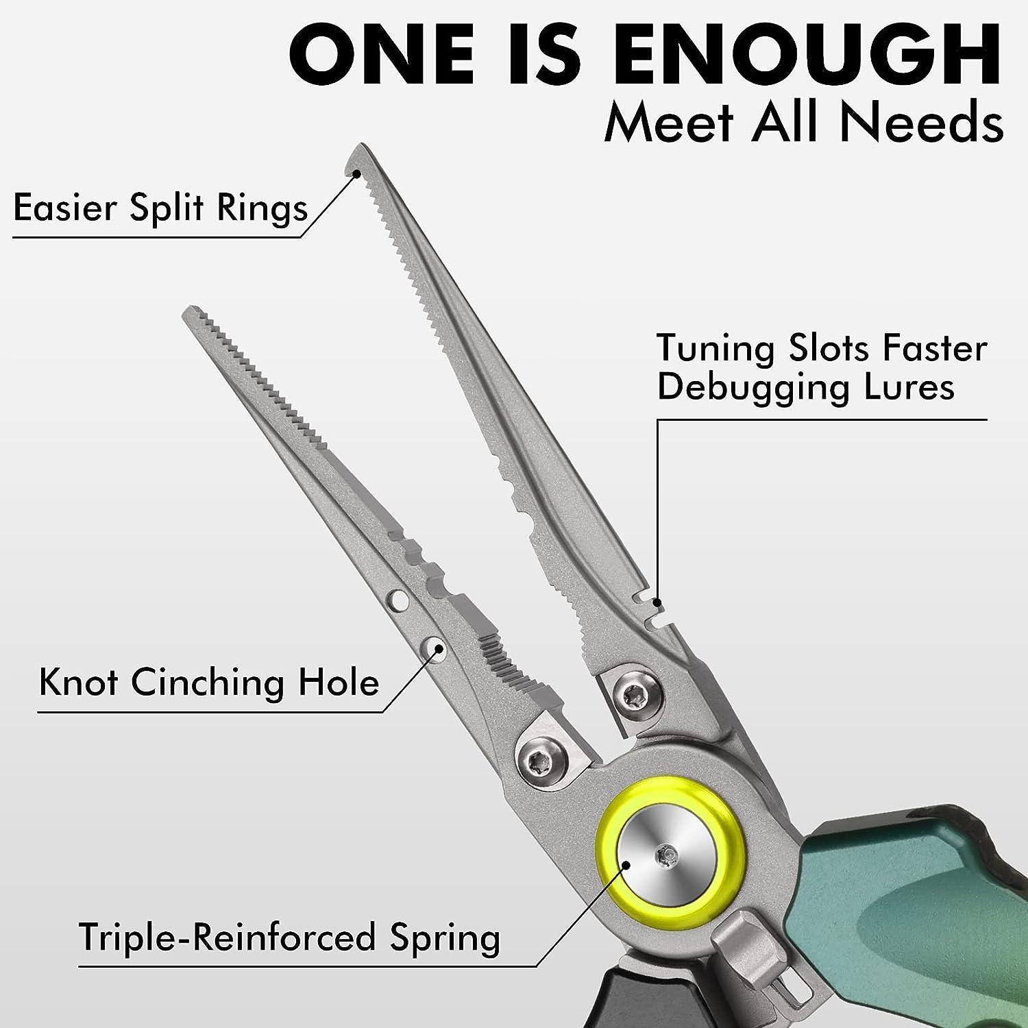 TRUSCEND Fishing Pliers Set with Fishing Zinger Retractor, Saltwater  Resistant Teflon Coated Multi-Function Fishing Gear, Unique Hook Remover Split  Ring Plier Fly Fishing Tools, Fishing Gifts for Men A-Alpine Green