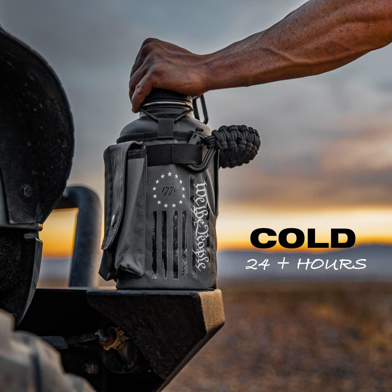 Iron Infidel Battle Bottle Half Gallon Insulated Water Bottle with Paracord Handle, Large 64