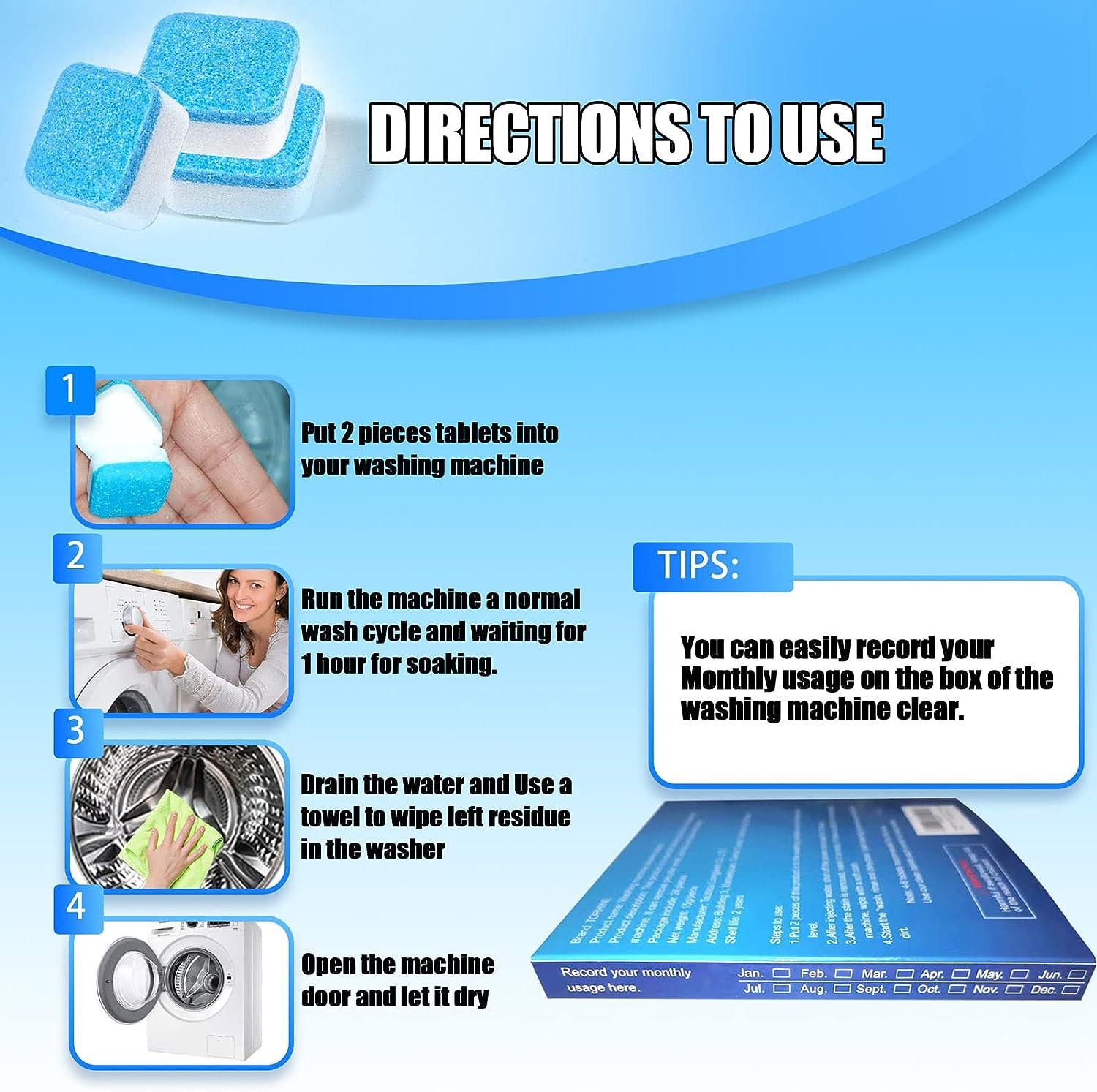 Washing Machine Cleaner Tablets 24 Pack Deep Cleaning Washer Tablets Tub Drainage System Clean