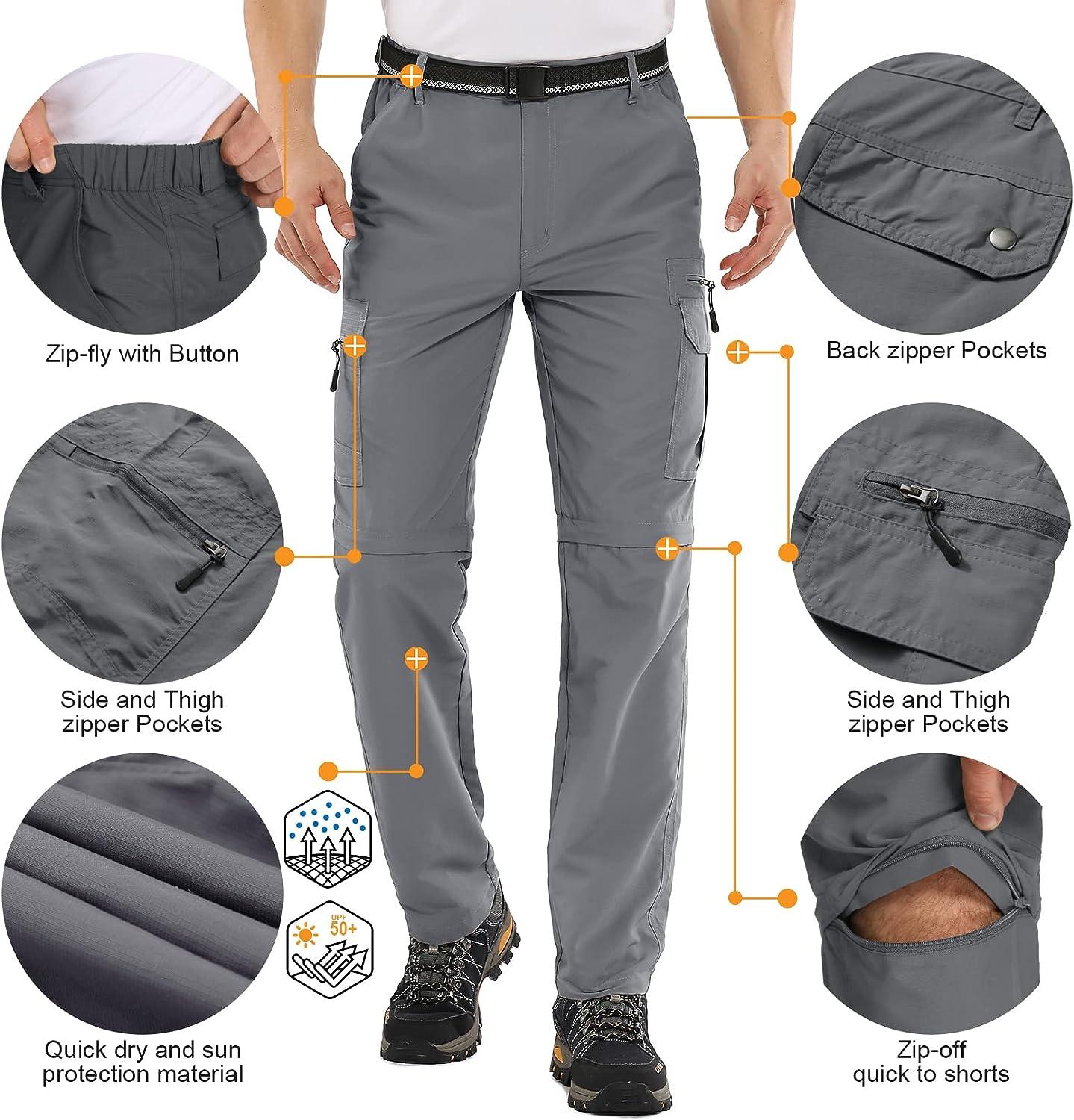 Toomett Mens Hiking Pants Convertible Zip Off Lightweight Quick Dry Fishing Safari Camping Travel Boy Scout Pants