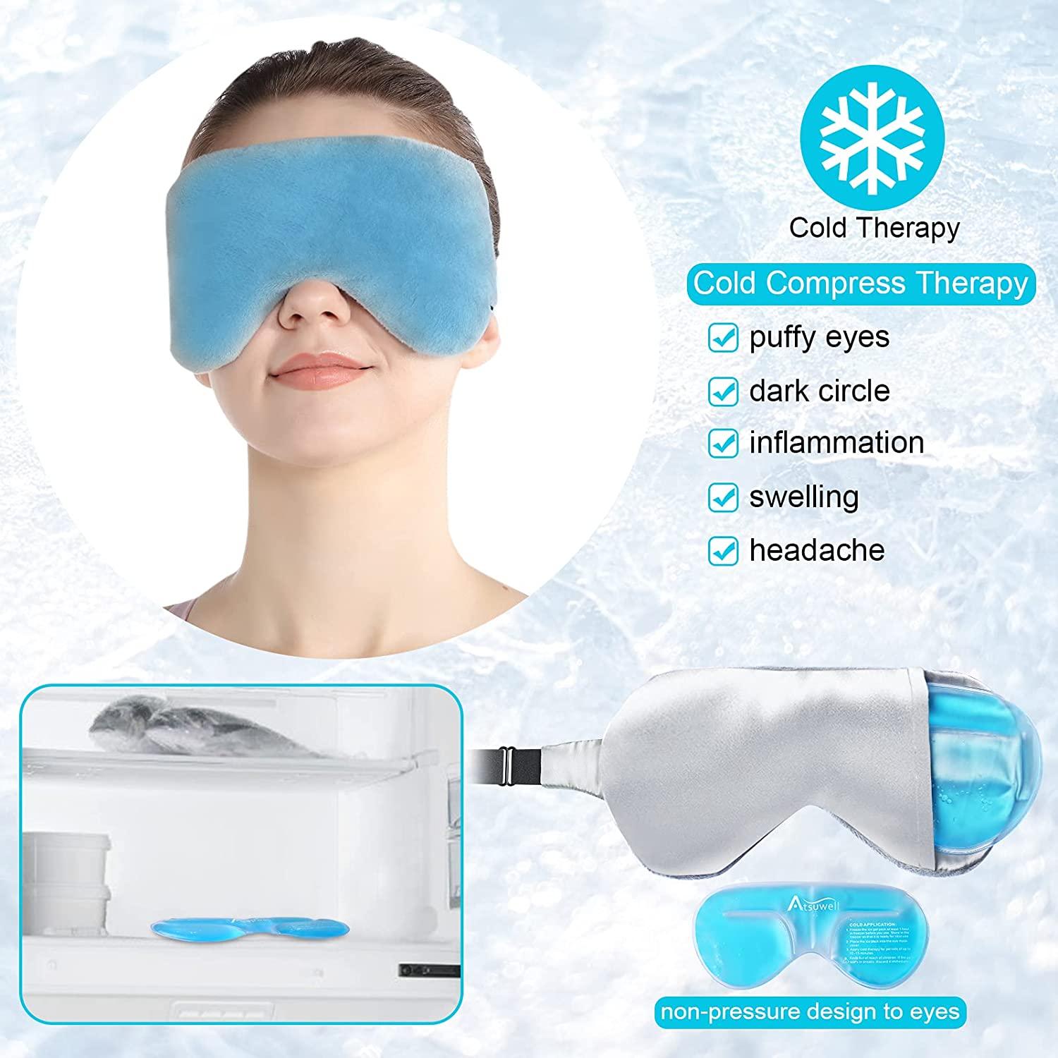 Atsuwell Eye Compress Moist Heat and Cold Therapy Sleep Eye Mask for Dry  Eyes, Stye, Puffy, Migraine, Fatigue Relief, Multipurpose Eye Pillow  Microwavable with Bonus Gel Pad and Silky Insert Gray