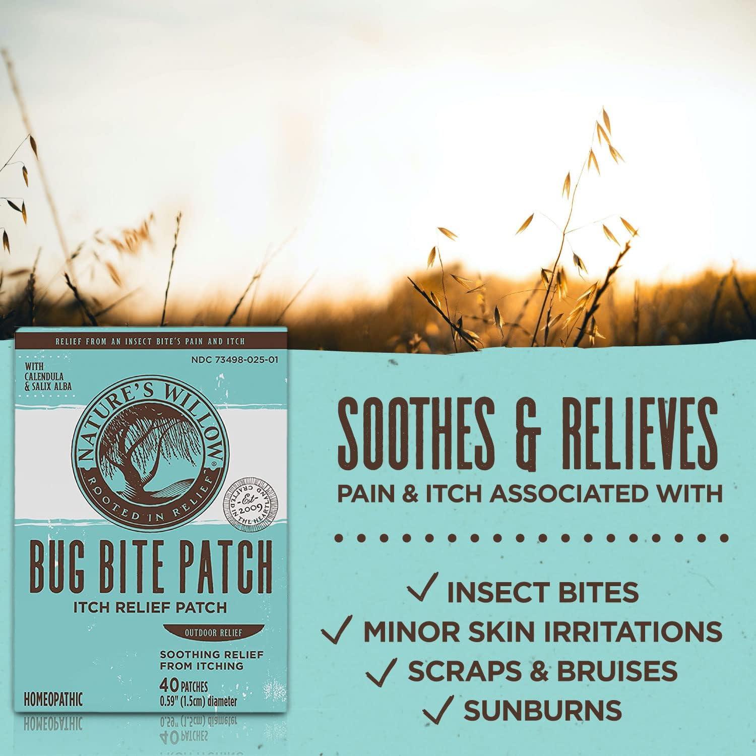 Nature's Willow All Natural Bug Bite Patches for Itch Relief with White