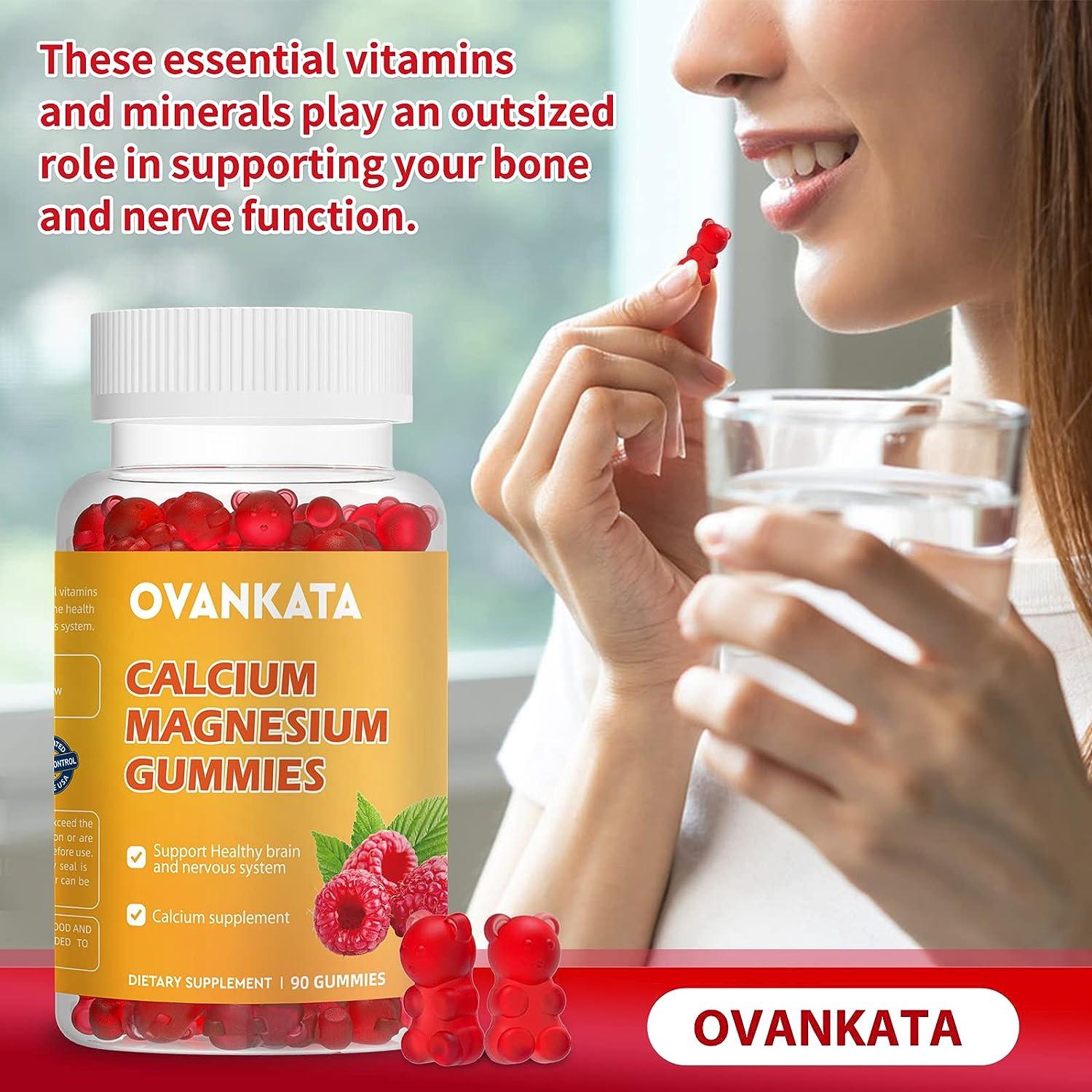 OVANKATA Calcium Magnesium Gummies with High Absorption 300mg Calcium